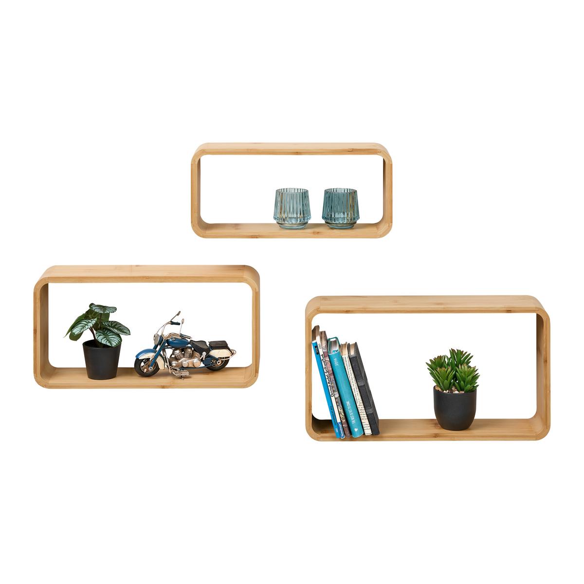 Boniie Set Zidnih Polica 3/1 - prirodne boje, Natur, prirodni materijali (44/40/36/40/40/61/24/20/61cm) - Based