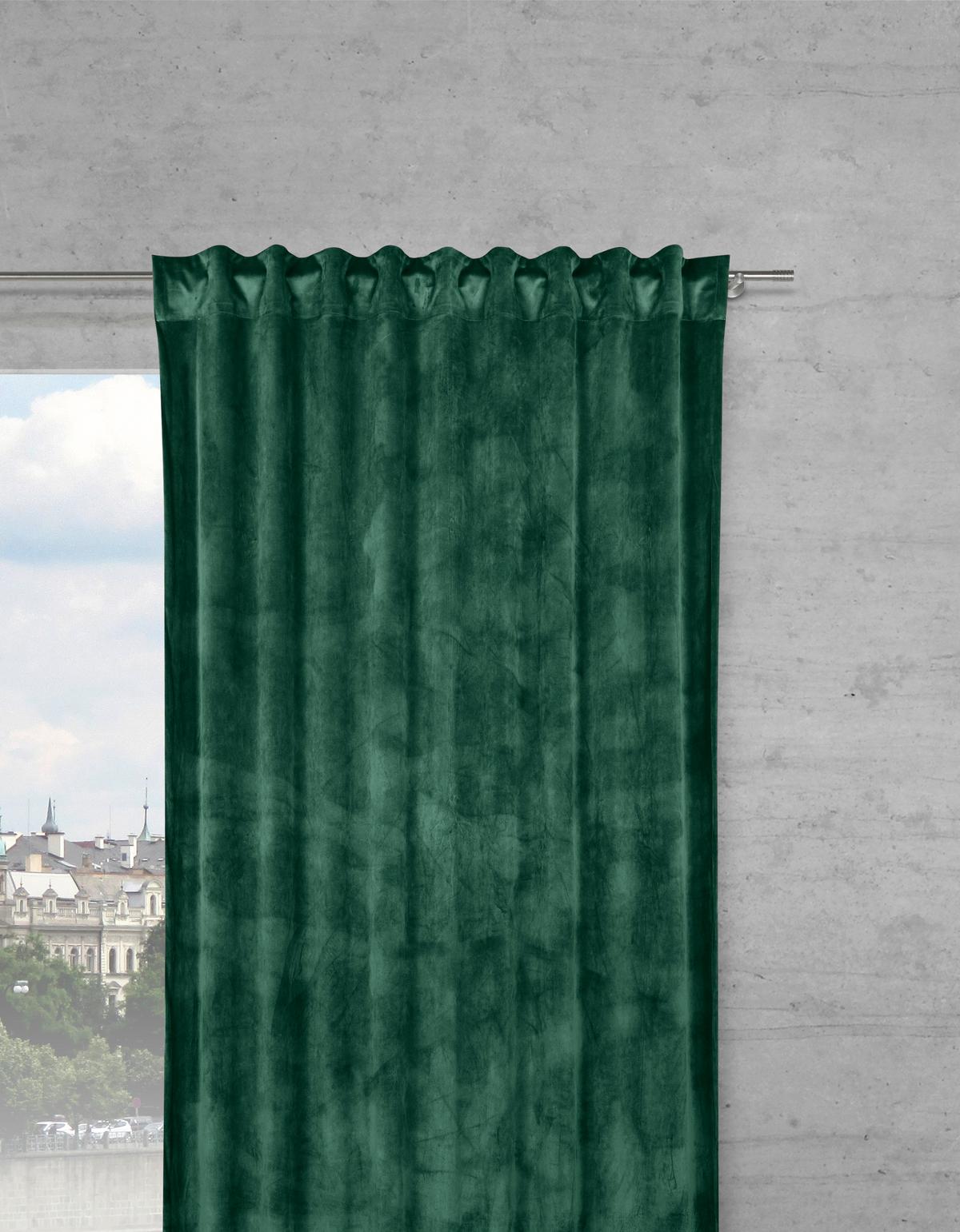 Fertigvorhang Viola in Dunkelgrün ca. 140x245cm - Dunkelgrün, KONVENTIONELL, Textil (140/245cm) - Premium Living