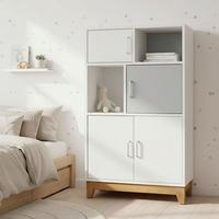 Kommode für Kinder Danny Weiß/Grau ca. 60x103x34 cm - Silberfarben/Weiß, MODERN, Holz/Holzwerkstoff (60/103/34cm) - Bessagi Kids