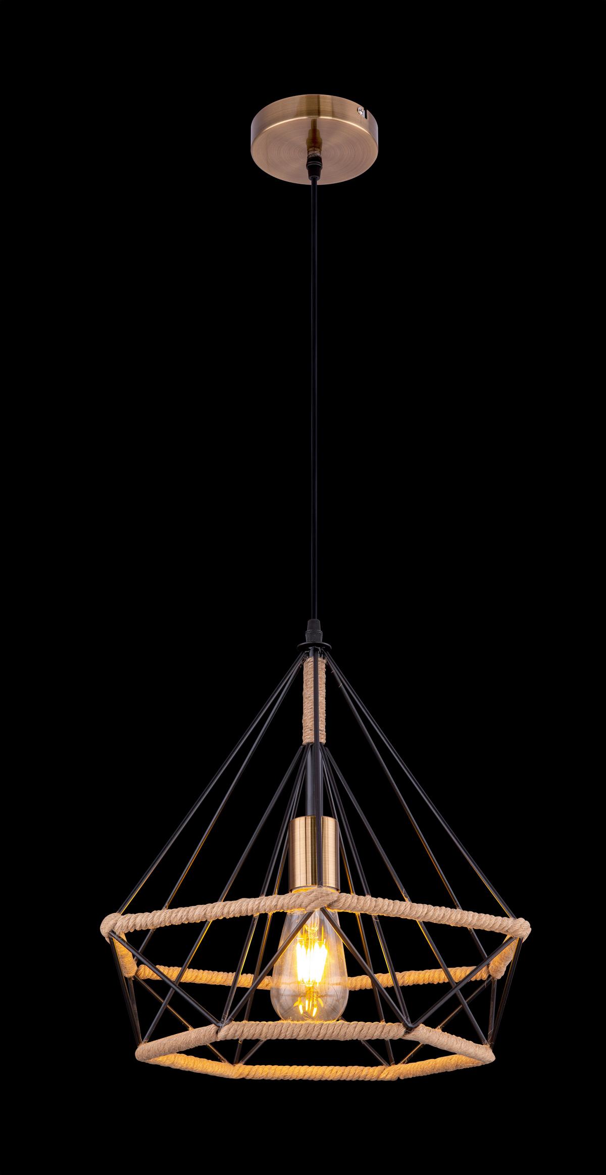 Viseča Svetilka Ulleu - črna/naravne barve, Trendi, kovina/naravni materiali (38/150cm)