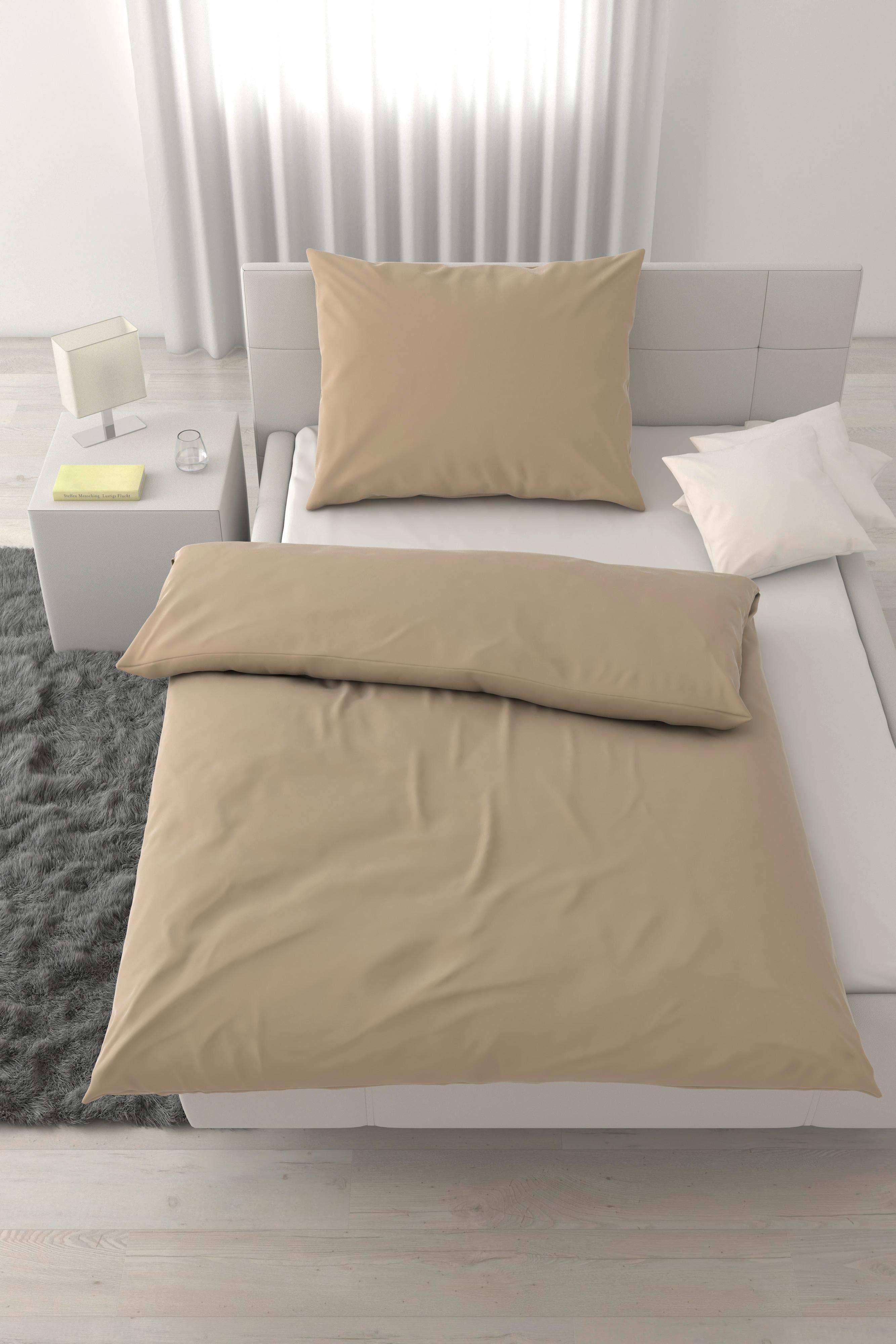 Bettwäsche Xenia Uni Beige ca. 140x200cm - Beige, MODERN, Textil (140/200cm) - Premium Living