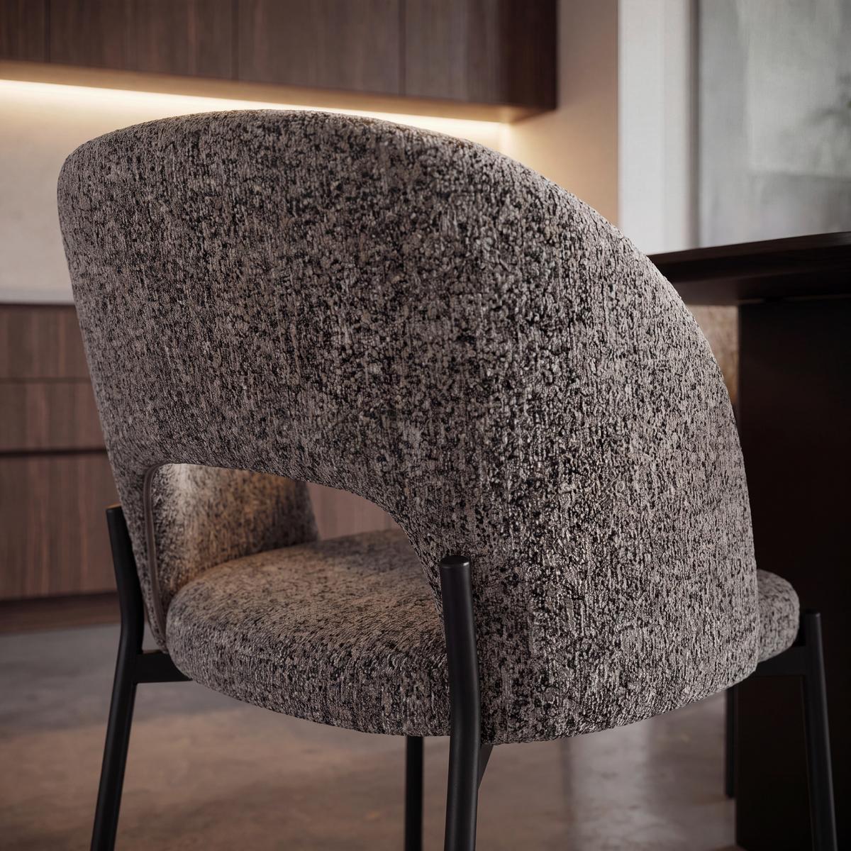 Stuhl Nadiya Braun Leinenoptik Gepolstert - Schwarz/Braun, MODERN, Holz/Textil (52/78/56cm) - Bessagi Home