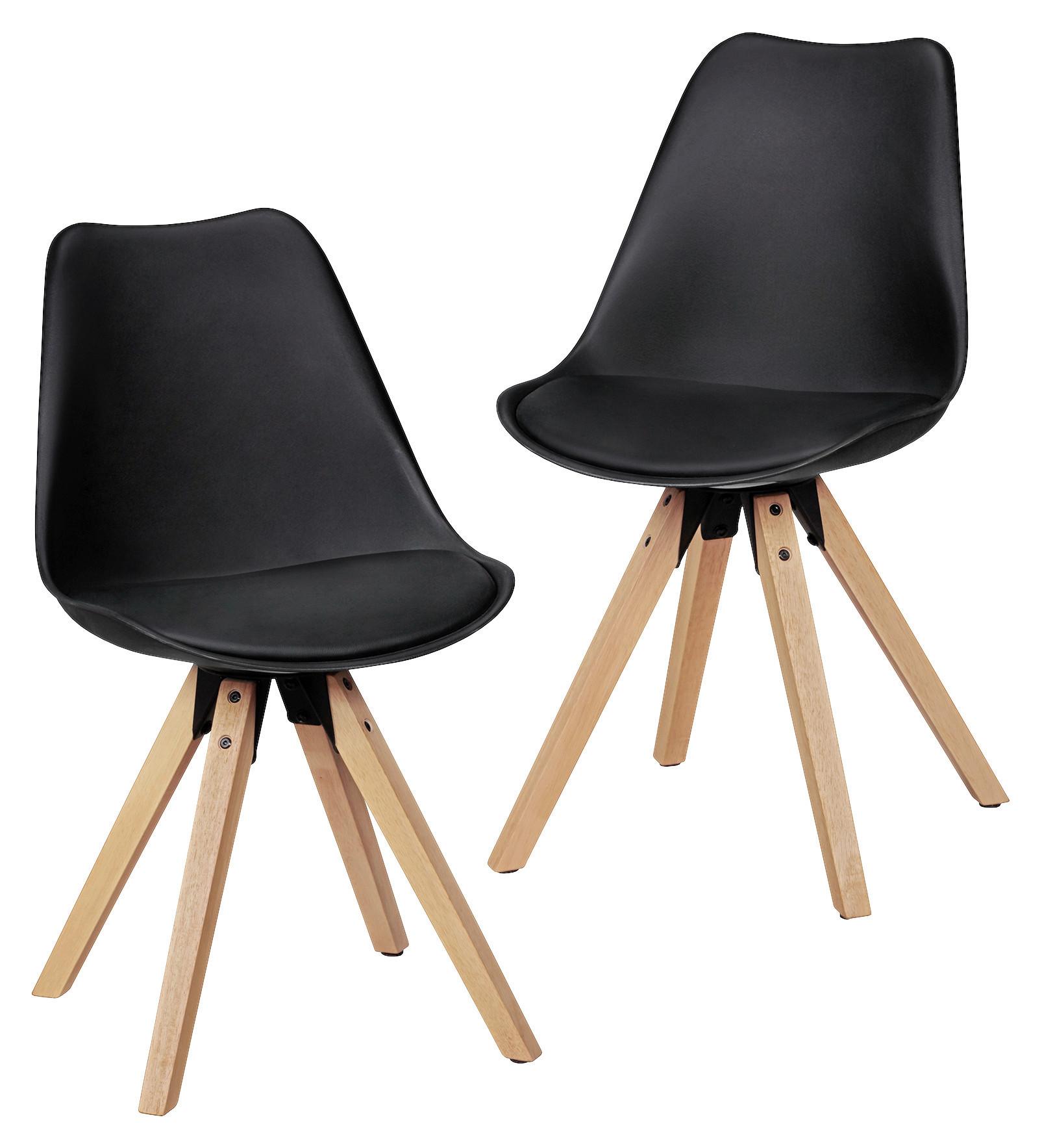 Stuhl 2er-Set Lima in Schwarz - Eichefarben/Schwarz, Design, Holz/Kunststoff (48/89/48cm) - MID.YOU
