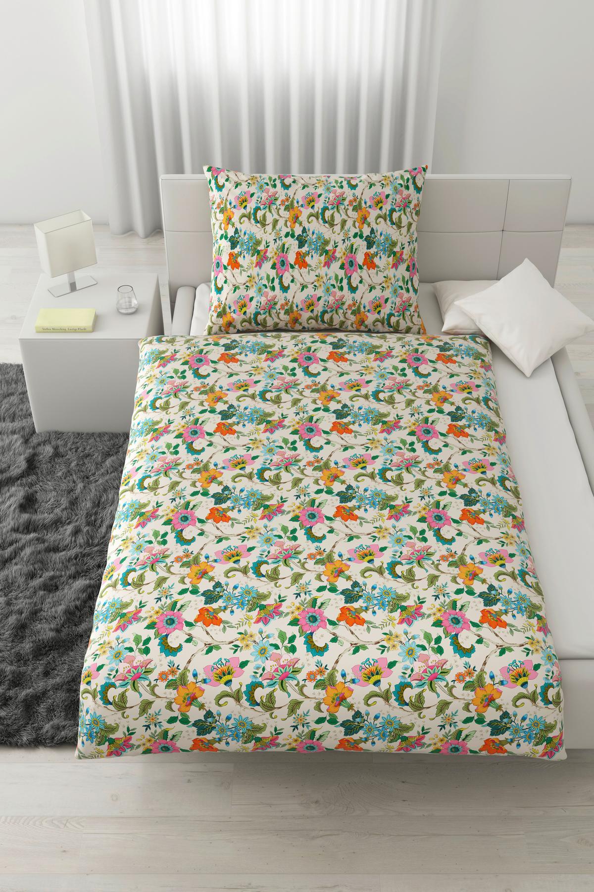 Lenjerie de pat Kamia Allover cca. 140x200/50x70 cm - turcoaz/roz, Romantik / Landhaus, textil (140/200cm) - Mömax
