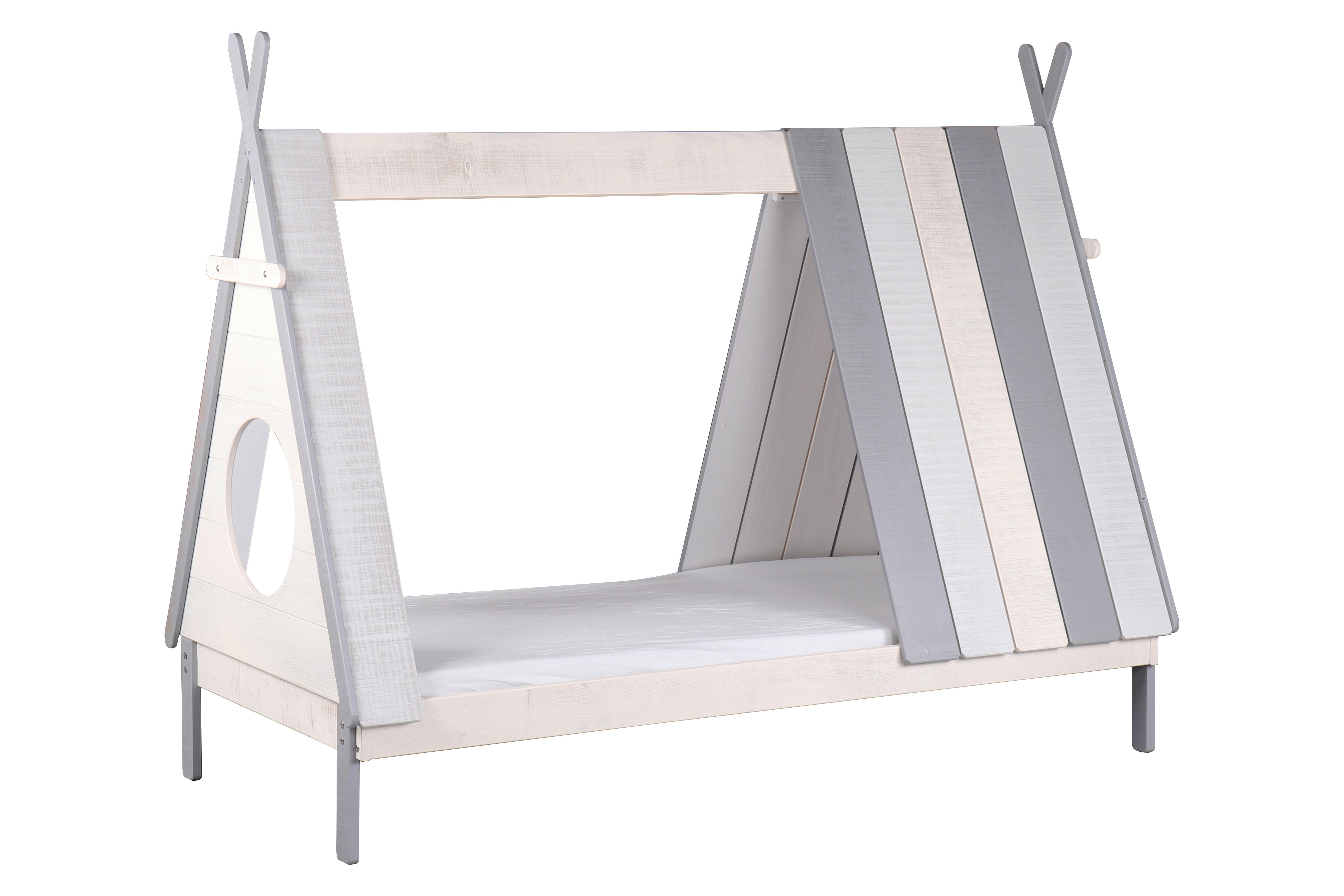 Hausbett ca. 90x200 cm Grau/Weiß - Weiß/Grau, Design, Holz/Holzwerkstoff (90/200cm) - Livetastic