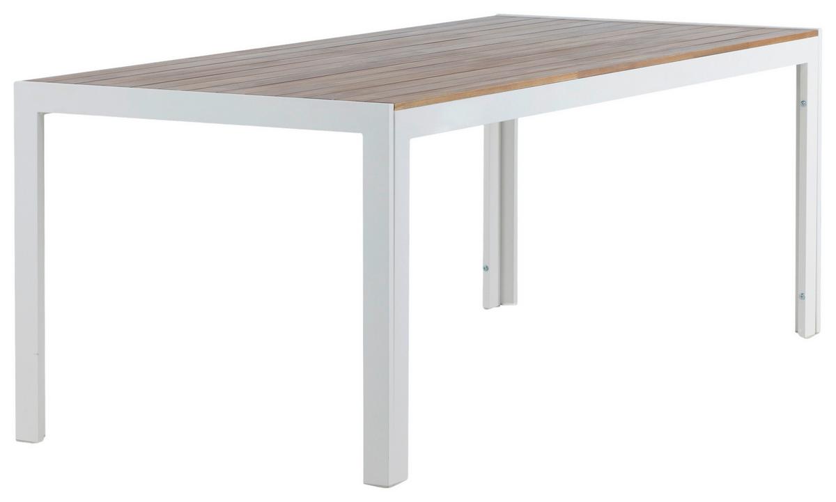 Gartentisch Bois ca. 200x100 cm Akazie massiv - Weiß/Akaziefarben, KONVENTIONELL, Holz/Metall (200/100/76cm) - Gardenson