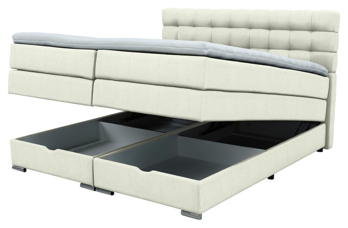 Boxspringbett London Elfenbein ca. 160x200cm - Chromfarben/Elfenbein, MODERN, Holz/Holzwerkstoff (160/200cm) - Premium Living