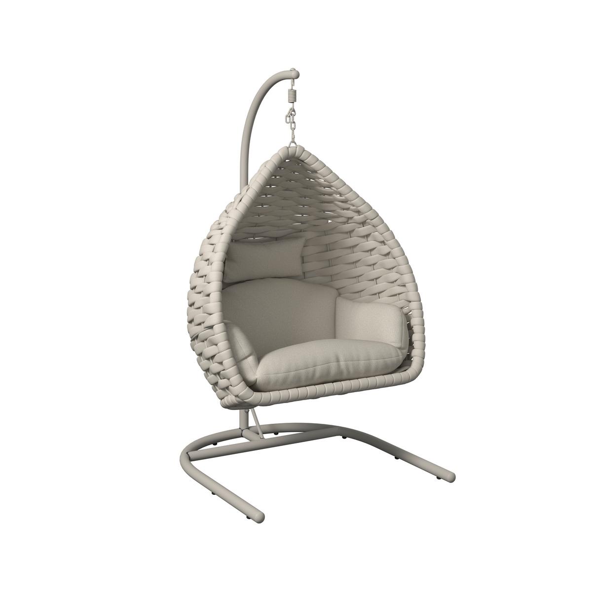 Hängesessel Sasa Creme Outdoorstoff/Metall/Kunststoff - Creme, MODERN, Kunststoff/Textil (115/200/118cm) - Bessagi Garden