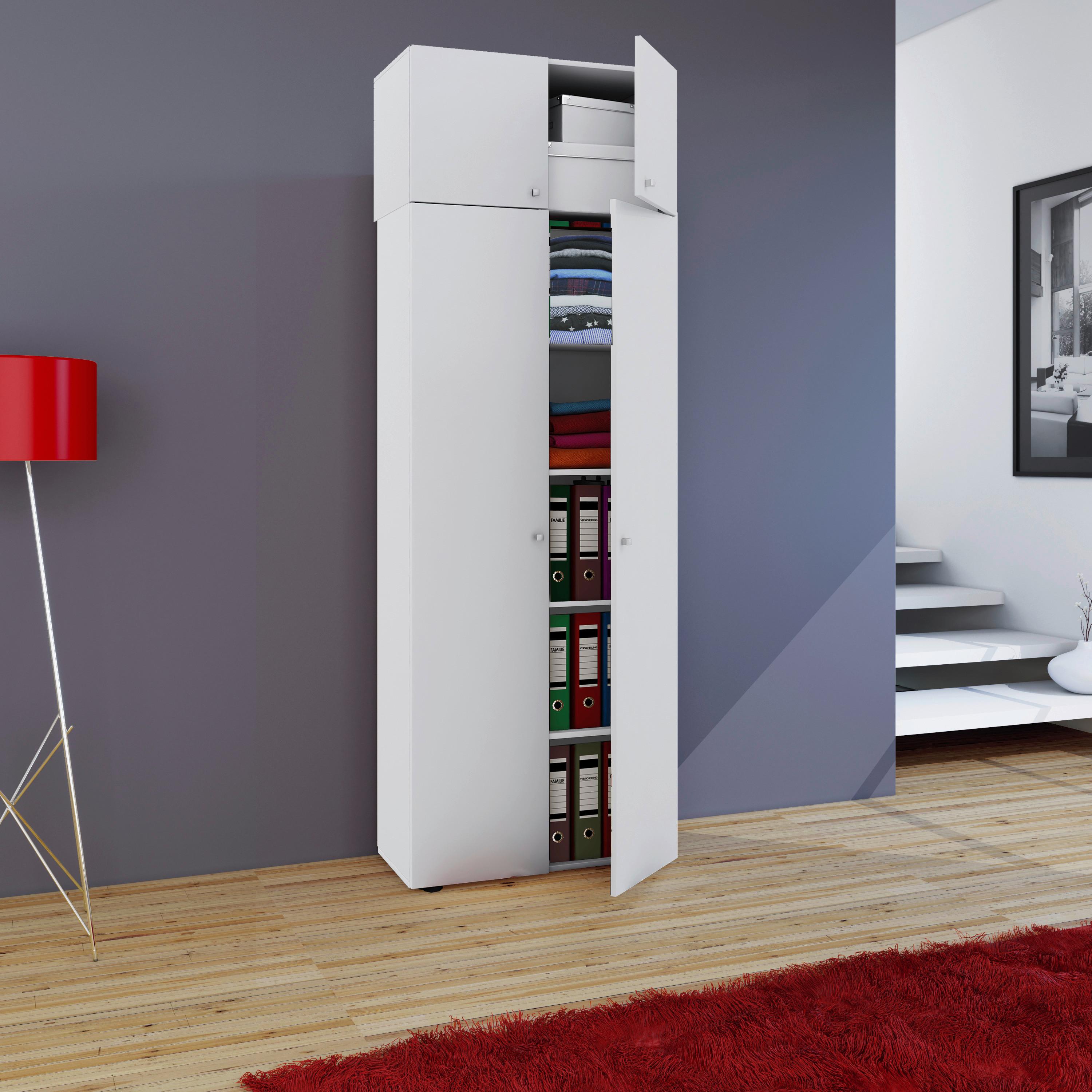 Večnamenska Omara Vandol I, Bela - siva/črna, Moderno, umetna masa/leseni material (70/218/39cm) - MID.YOU