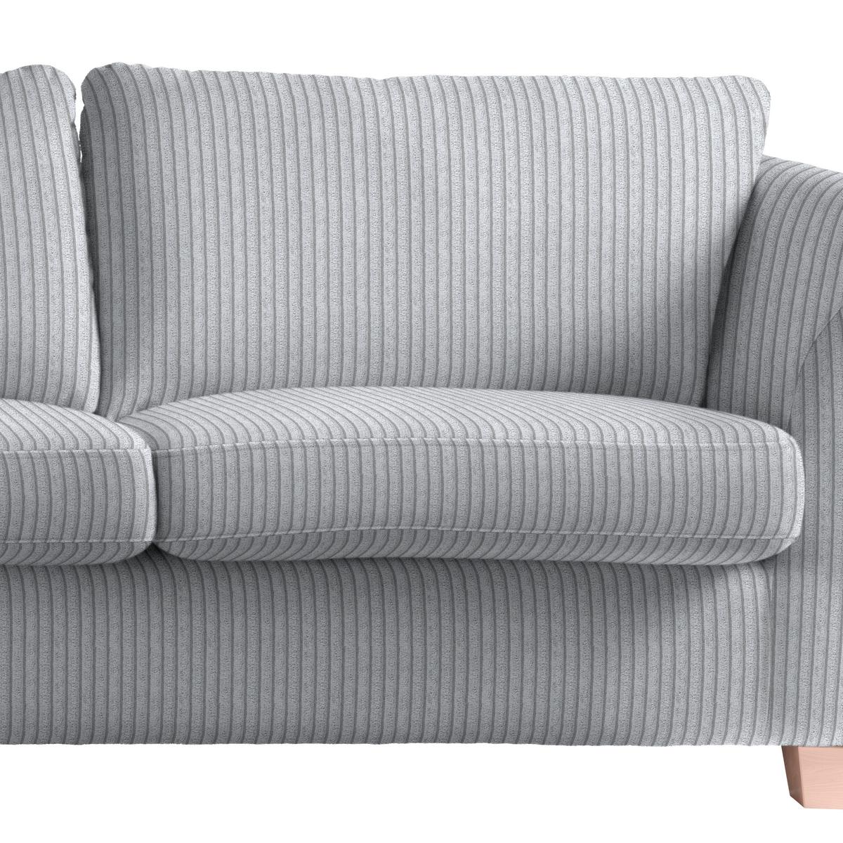 3-Sitzer-Sofa Devado Hellgrau Cord - Hellgrau/Naturfarben, Holz/Textil (216/70-85/95cm) - Mömax