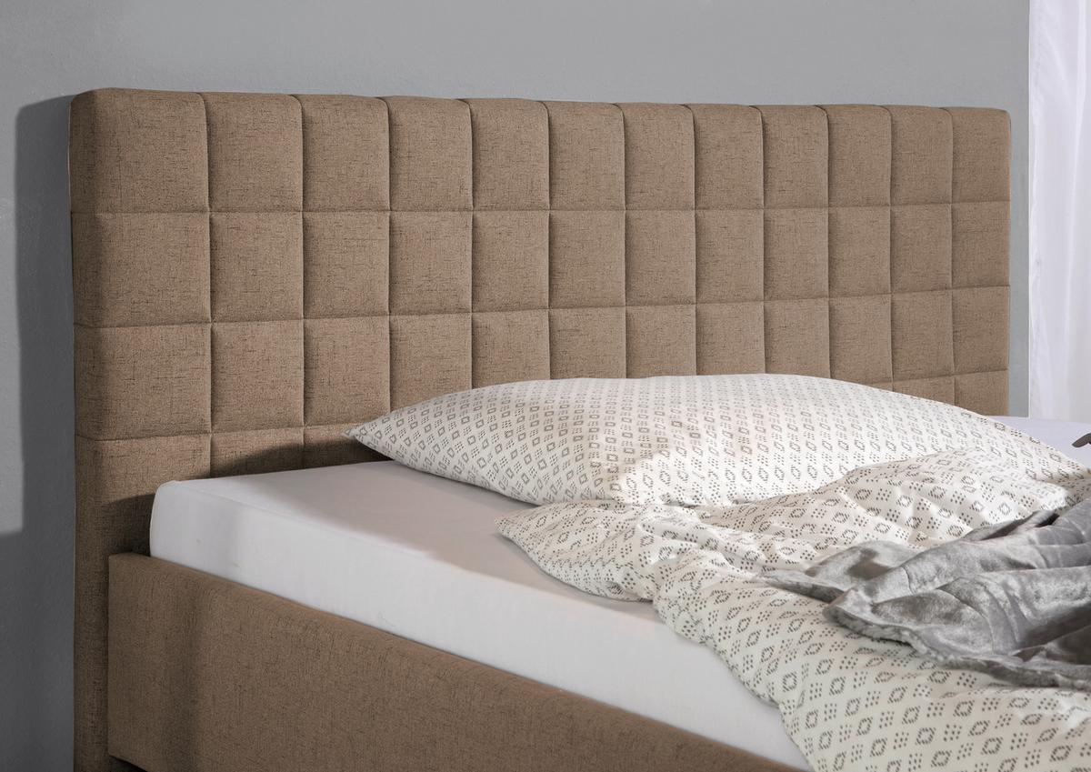 Polsterbett Ray Hellbraun Webstoff ca. 180x200 cm - Hellbraun/Alufarben, MODERN, Textil/Metall (180/200cm) - Livetastic