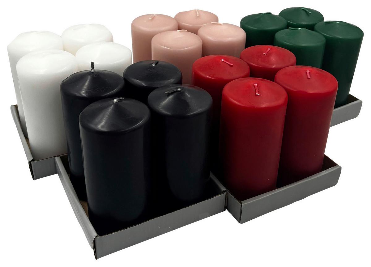 Tömbgyertyaszett Katrinja - fekete/rózsaszín, paraffin (6/12,5cm) - Modern Living
