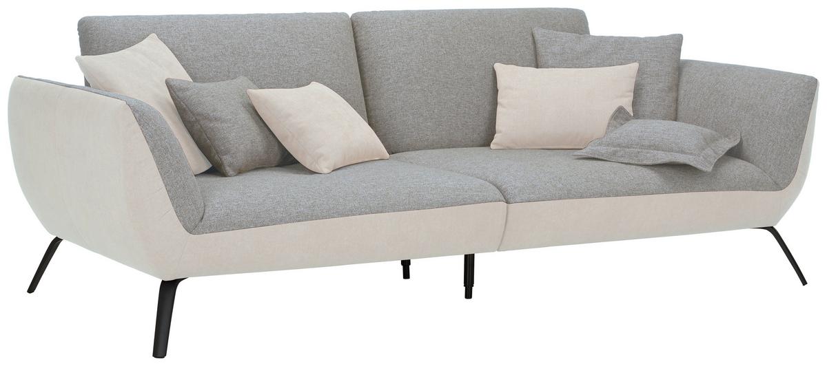 Bigsofa Trendy Silberfarben - Silberfarben/Schwarz, MODERN, Holzwerkstoff (260/93/124cm) - Premium Living