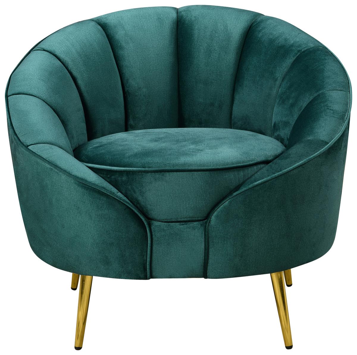 Fotelj Stella, Zelena - zelena/barve medenine, Design, kovina/tekstil (87/76/82cm) - Livetastic