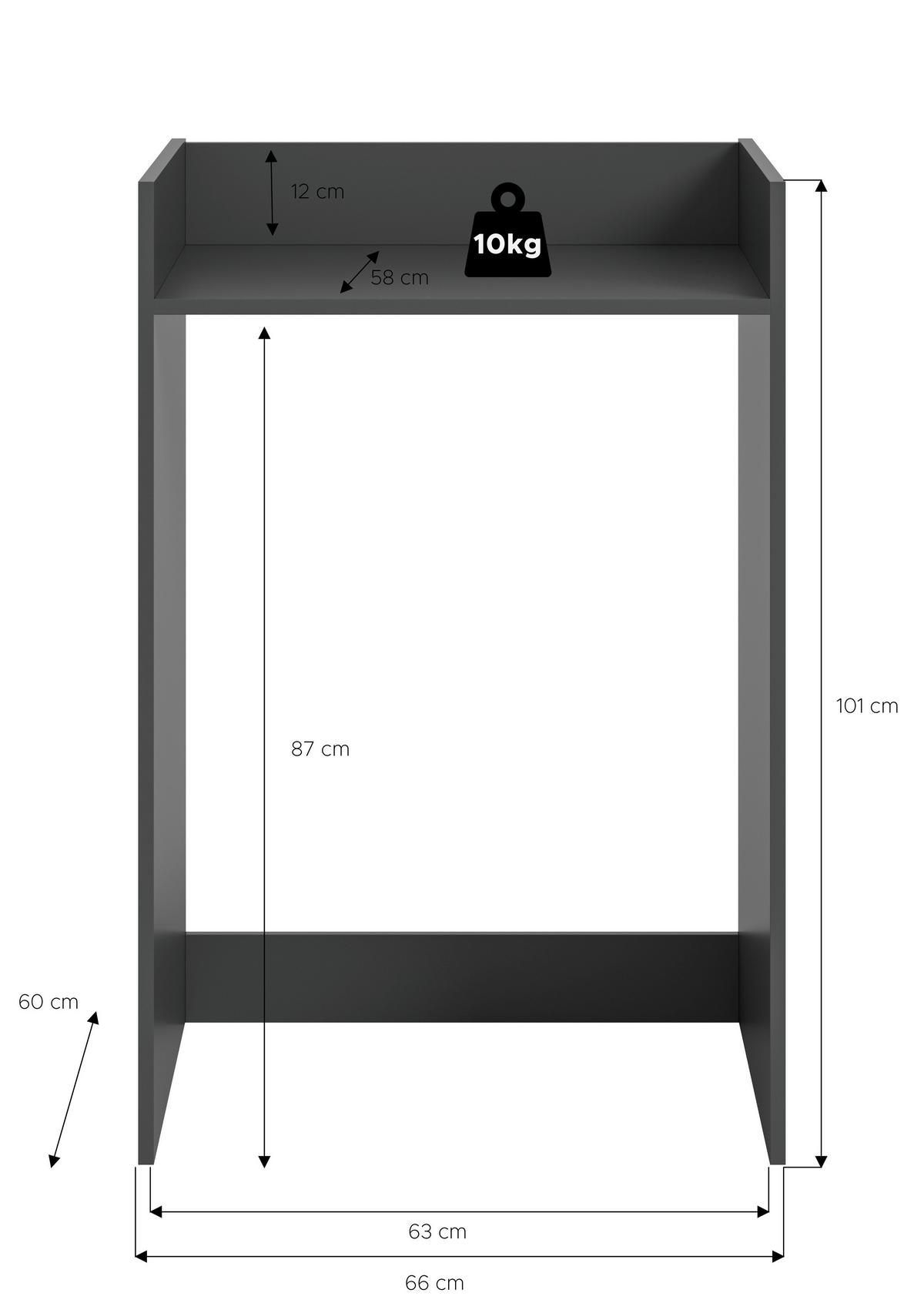 Element Za Perilicu Rublja Free - bijela/antracit, Basics, drvni materijal/plastika (66/101/60cm) - MID.YOU