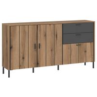 Široka Komoda Shirley, Barva Hrasta, Antracit - črna, Konvencionalno, kovina/umetna masa (158,2/84,8/40cm)