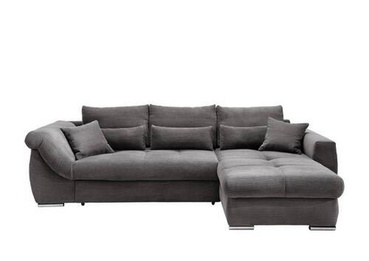 Wohnlandschaft Frederico Grau Cord - Chromfarben/Grau, MODERN, Holz/Textil (302/188cm) - MID.YOU