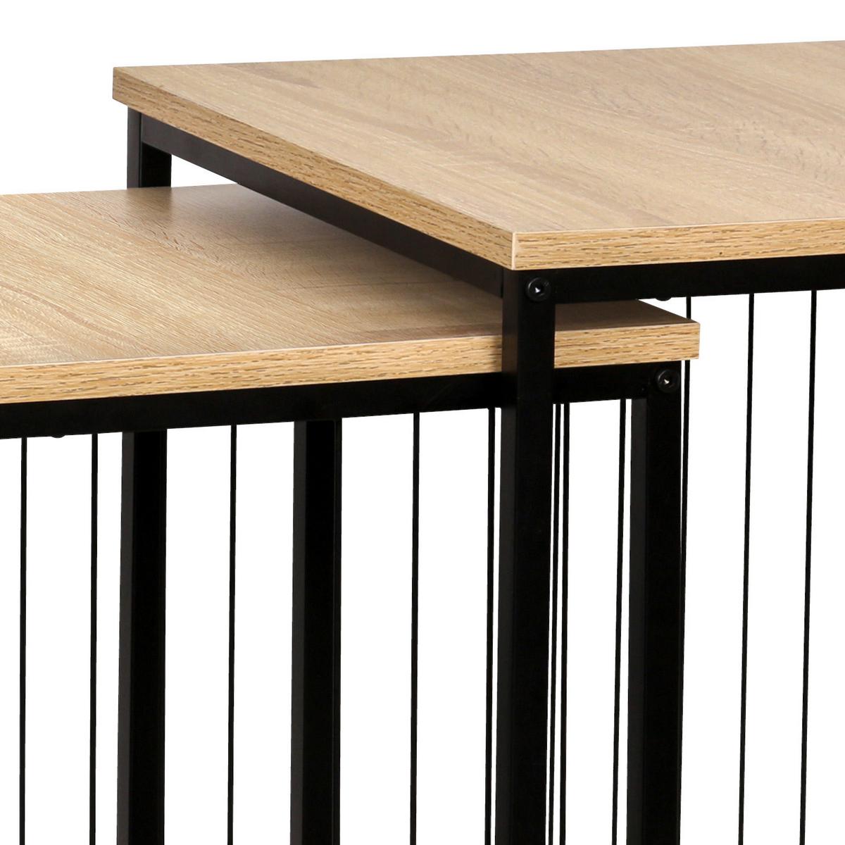 Set de mese auxiliare NEAPL - culoare natur/negru, Modern, metal/material pe bază de lemn (40-35/50-45/40-35cm) - Modern Living