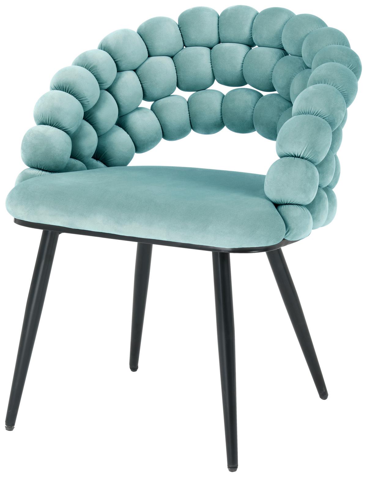 KRZESŁO Z PODŁOKIETNIKAMI BUBBLES - czarny/jadeitowa zieleń, Design, metal/tkanina (58/80cm) - Novel