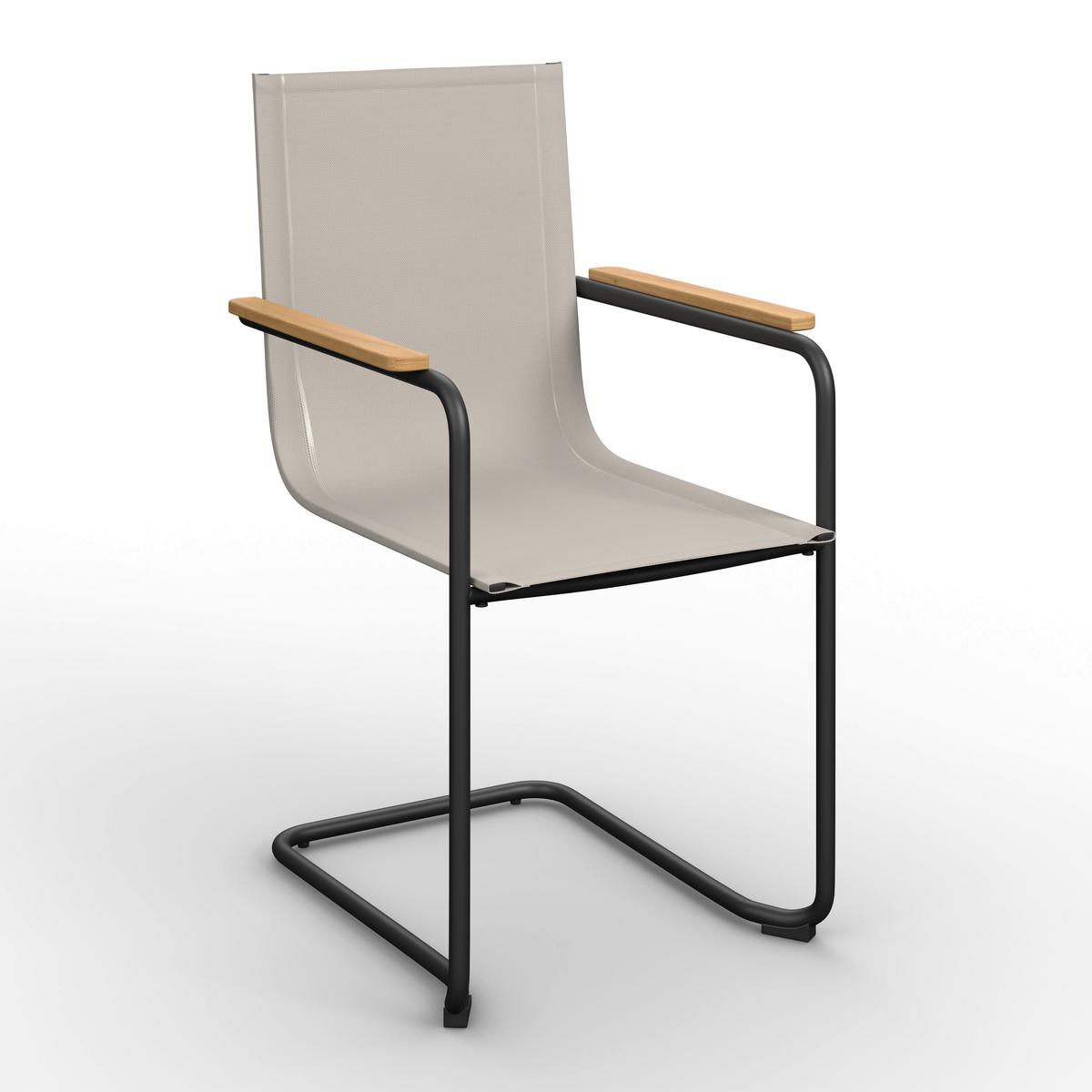 Gartensessel-Set 2-er Daisy Hellgrau aus Textilene/Metall - Hellgrau/Schwarz, MODERN, Holz/Textil (55,5/95/55cm) - Bessagi Garden