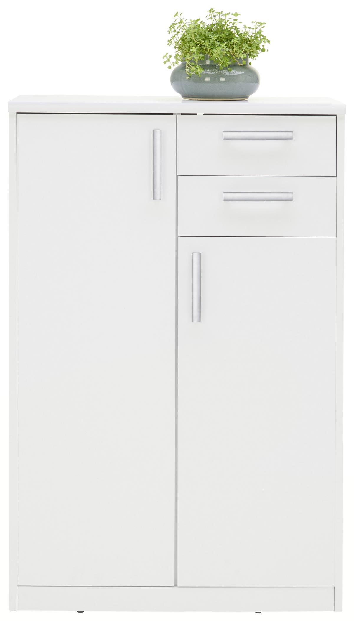 KOMODA EASY - kolor srebrny/biały, Basics, materiał drewnopochodny/tworzywo sztuczne (72/110/36cm) - Xora