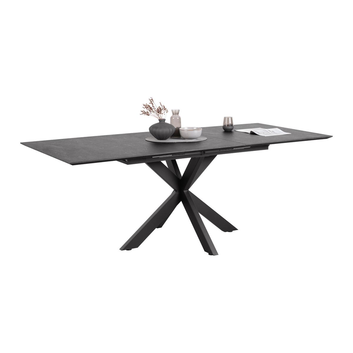 Ausziehtisch Dinner Konzept 3 Schwarz ca. 160x74,5x90cm - Schwarz, Modern, Holzwerkstoff/Metall (160/90/74,5cm) - Mömax