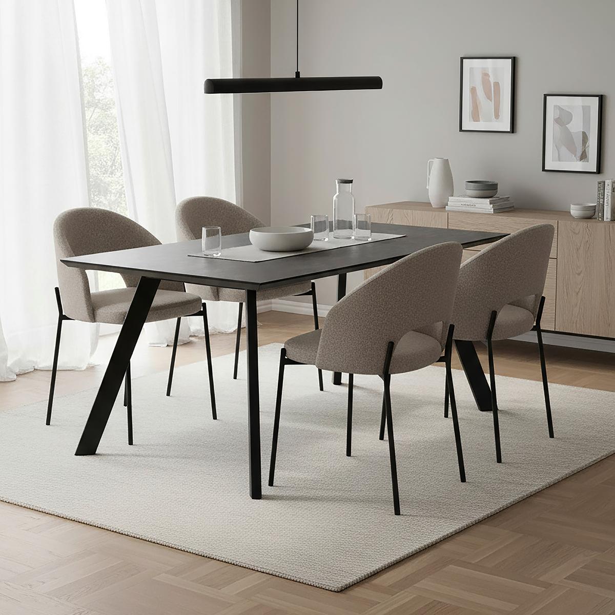 Esstisch Litta Dunkelgrau MDF/Keramik  ca. 180/90/76 cm - Dunkelgrau/Schwarz, MODERN, Holz/Keramik (180/90/76cm) - Bessagi Home