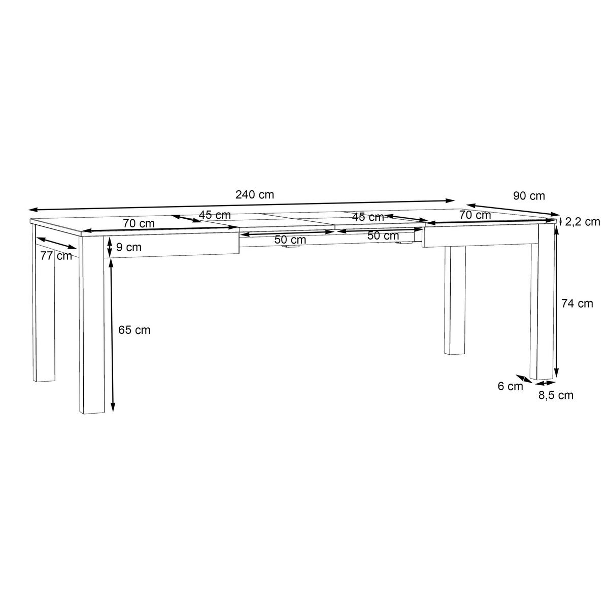 Stol Na Izvlačenje Viola - bijela/bijela visoki sjaj, Moderno, drvni materijal (140-240/76/90cm) - Premium Living