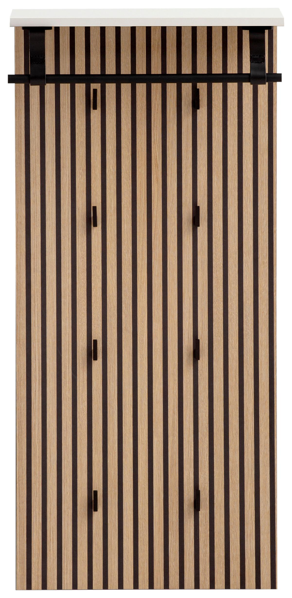 Garderobni Panel Loft, Črna, Barva Hrasta - črna/barve hrasta, Design, leseni material (50/110,6/20,9cm) - MID.YOU
