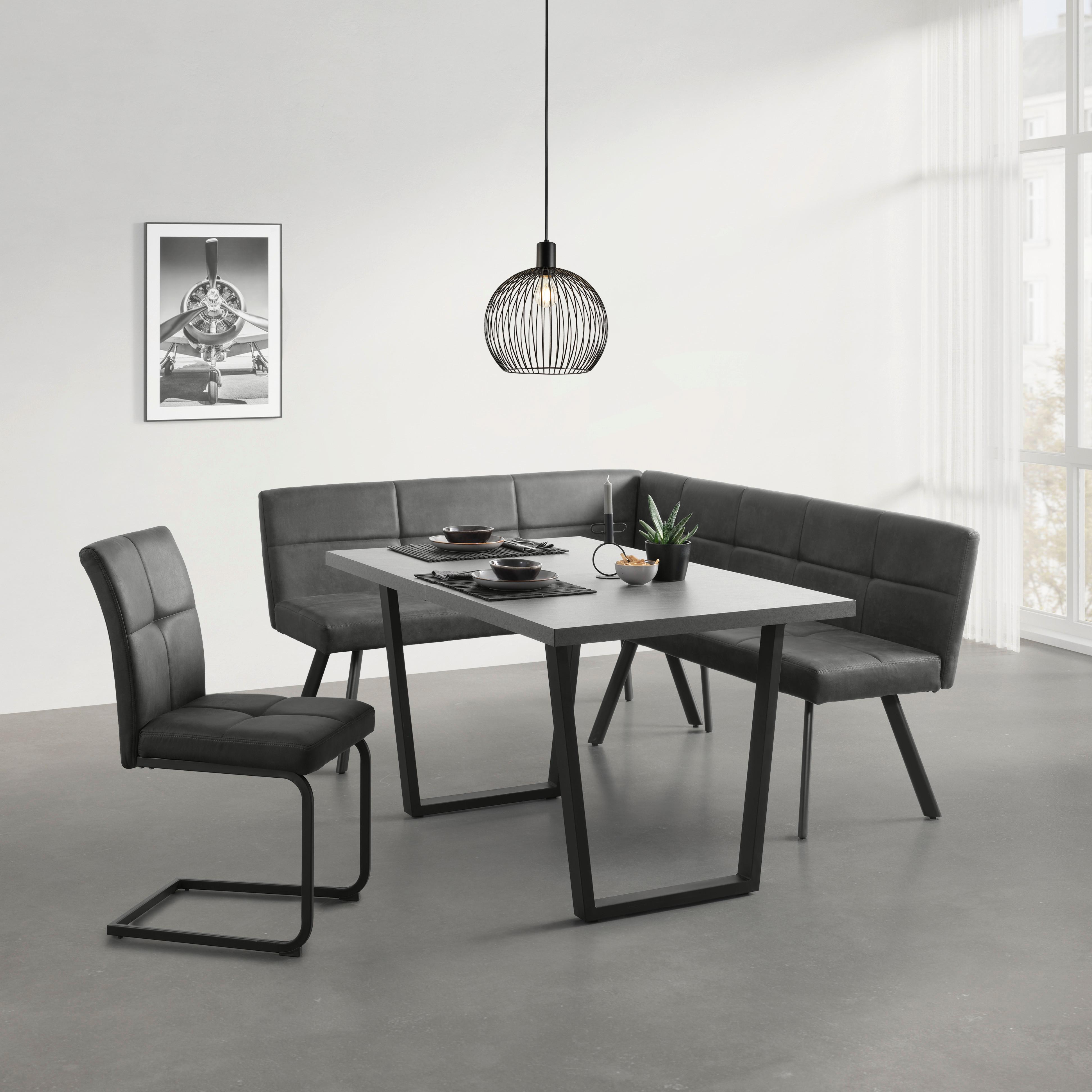 Eckbank Cooper Grau - Schwarz/Grau, MODERN, Textil/Metall (190/85/150cm) - Mömax