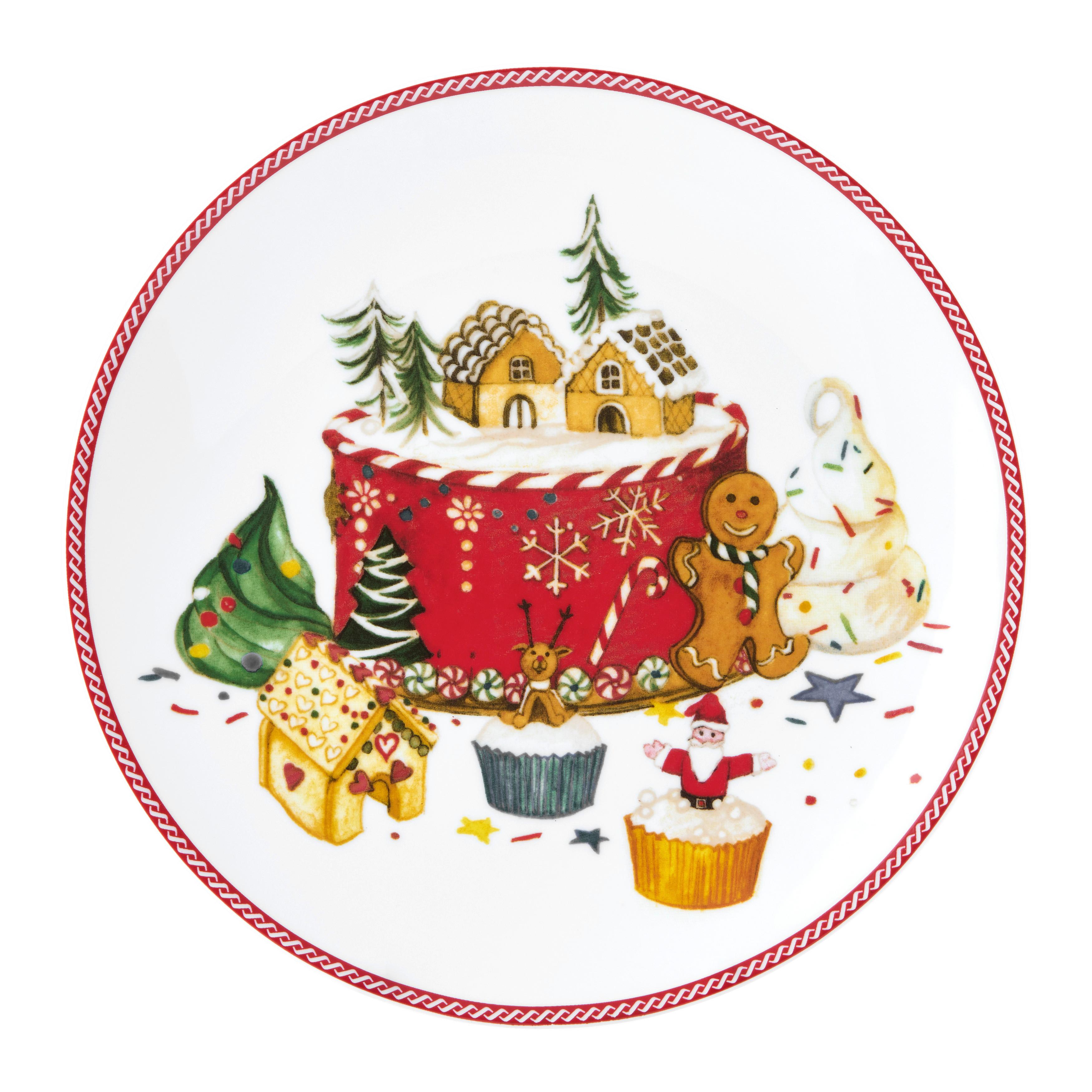 Platte XMAS-Ginger Rot/Weiß Ø ca. 27,5cm - Rot/Weiß, KONVENTIONELL, Keramik (27,5/2,6cm) - Mömax