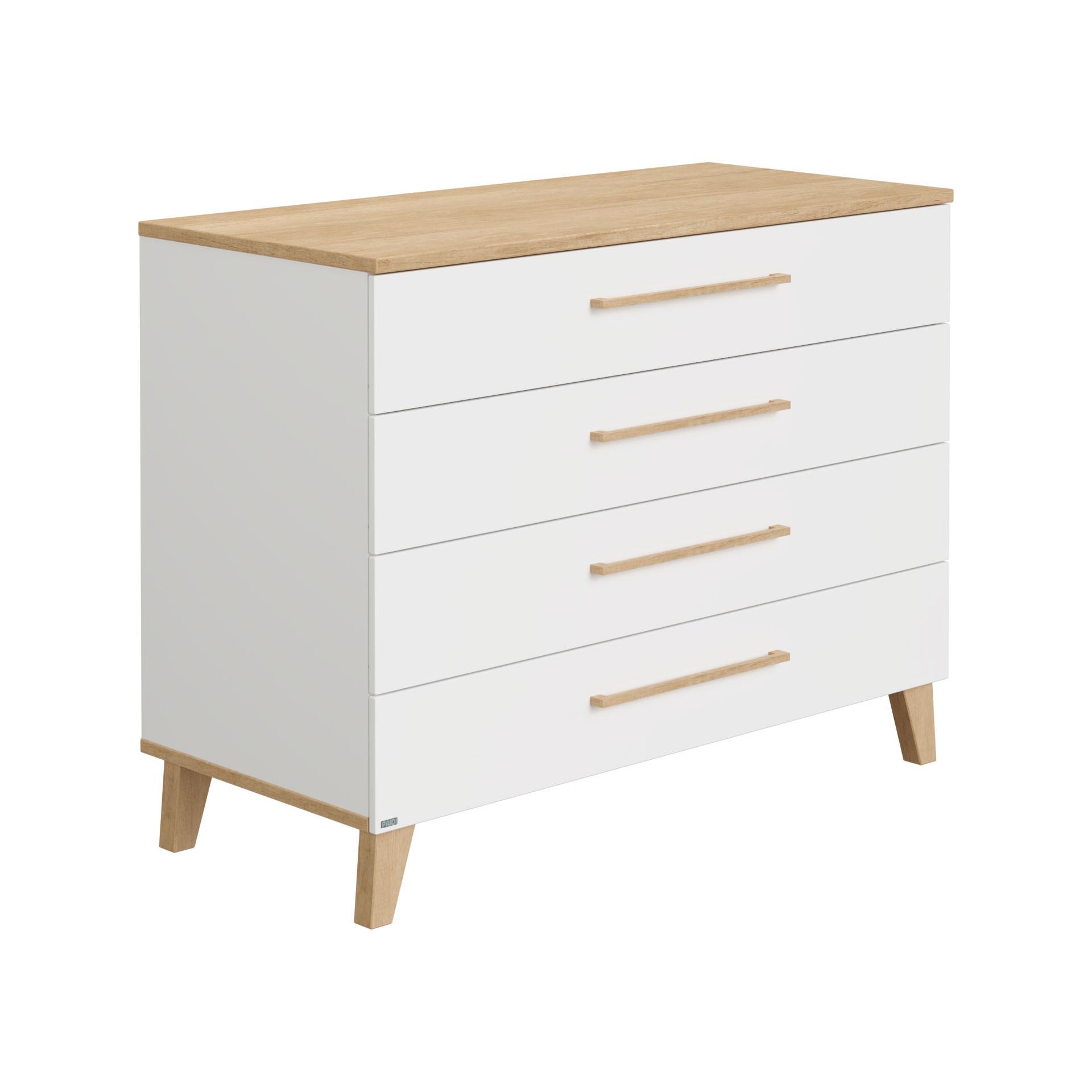 KOMODA Z PRZEWIJAKIEM 1355504 OSCAR - kolor dębowy/biały, Basics, materiał drewnopochodny/drewno (123,5/95,0/55,9cm) - Paidi