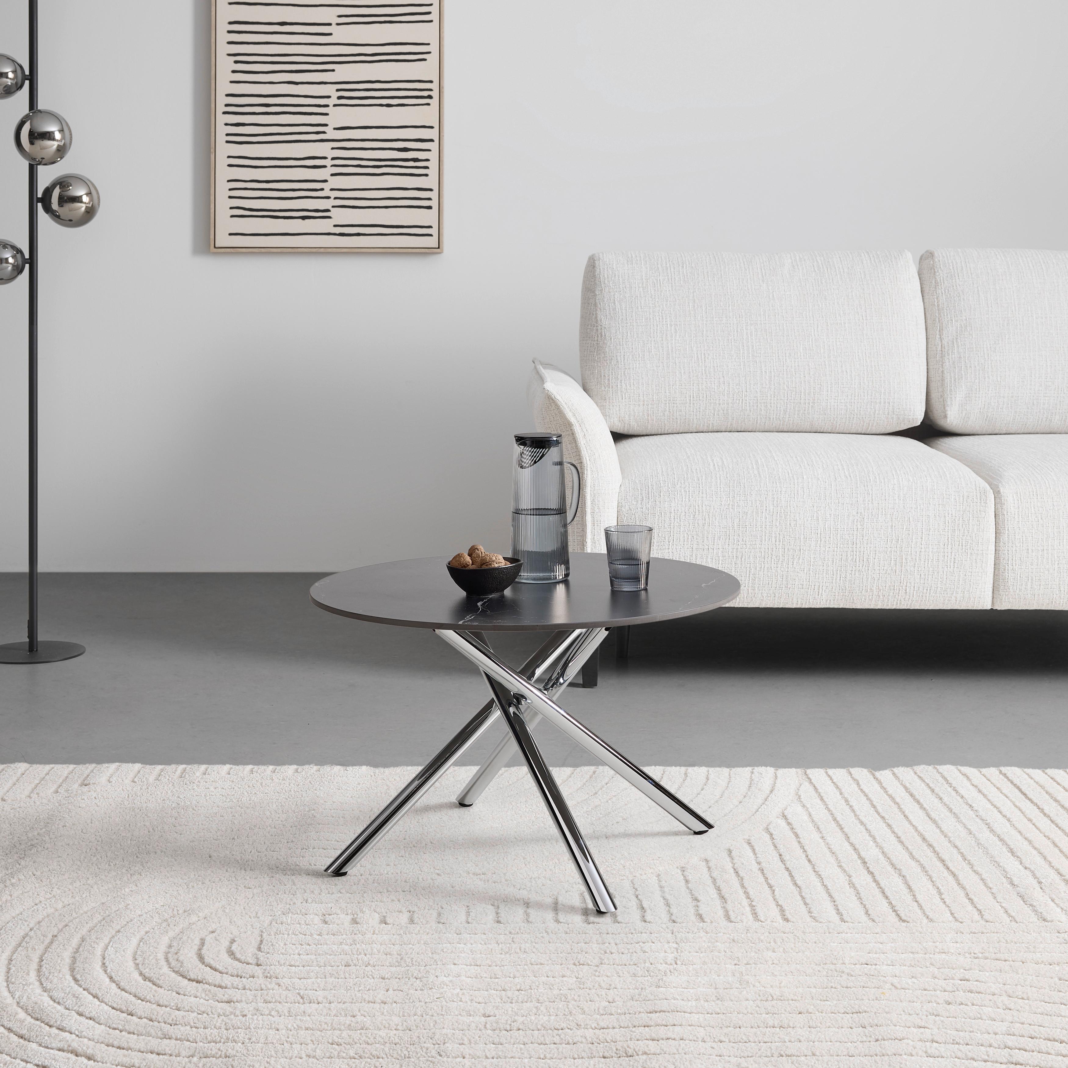SALONTAFEL LANCE - Chroomkleuren/Zwart, Design, Metaal/Keramiek (70/70/44cm) - Mömax