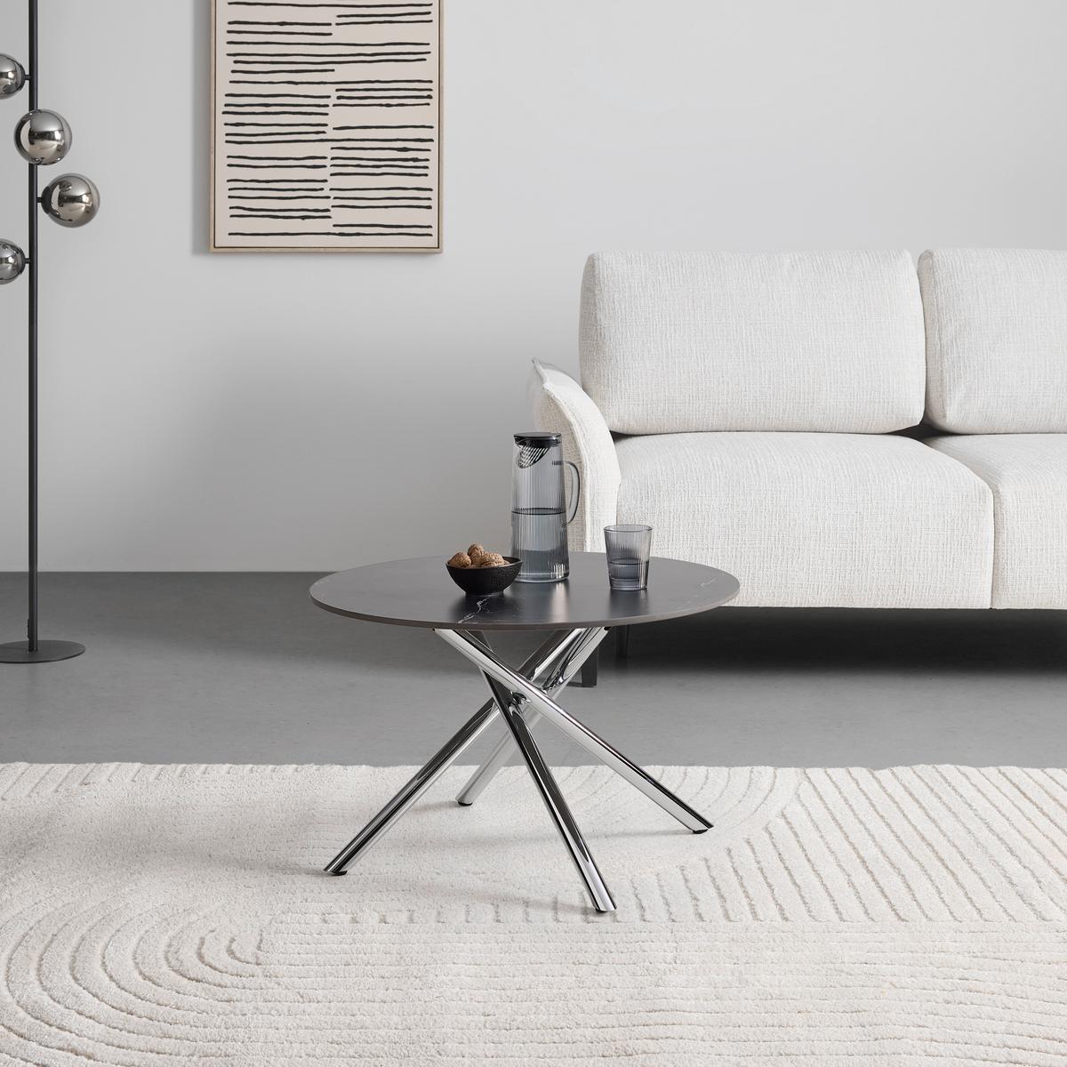 Stolić Lance - boje kroma/crna, Design, metal/keramika (70/44cm) - Modern Living
