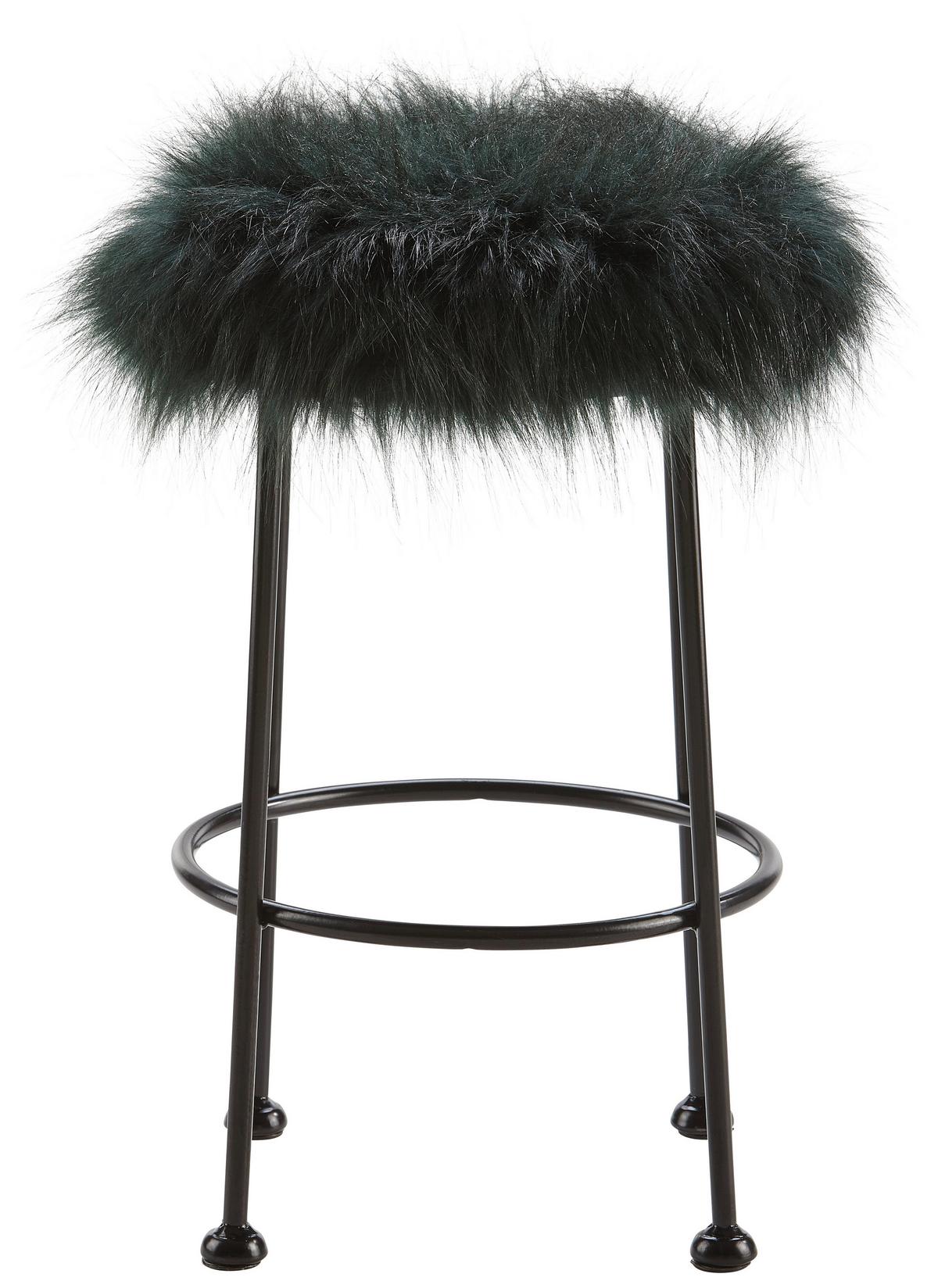 HOKER LUZIE - zielony/czarny, Modern, futro/metal (30/50cm) - Bessagi Home