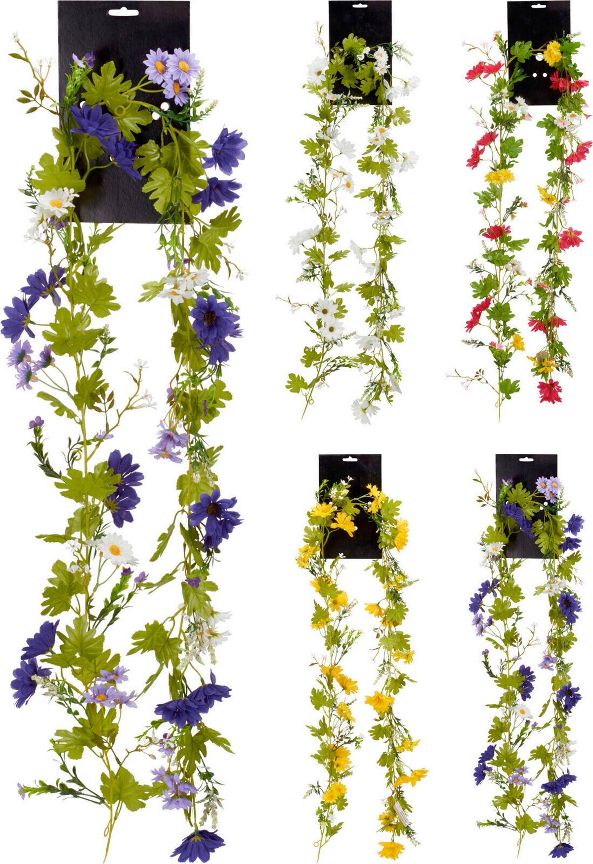 Girland Flowers - zöld, műanyag (12/180cm)