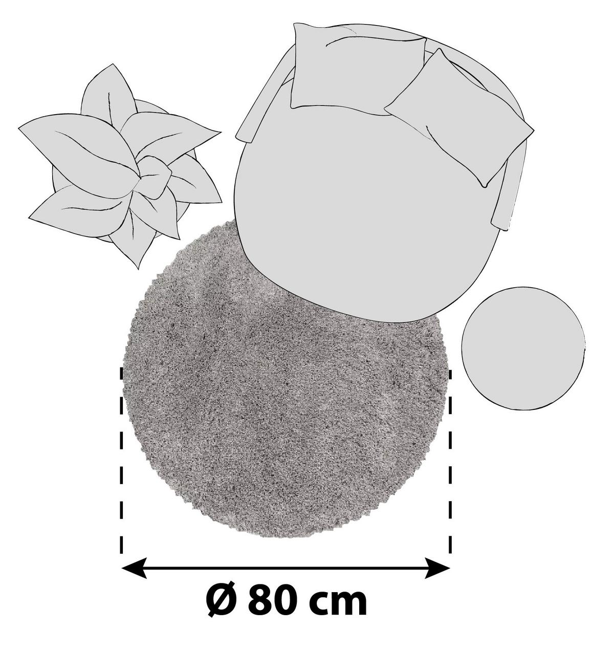 Hochflorteppich Fluffy Beige Ø ca. 80cm - Beige, Basics, Textil (80cm)