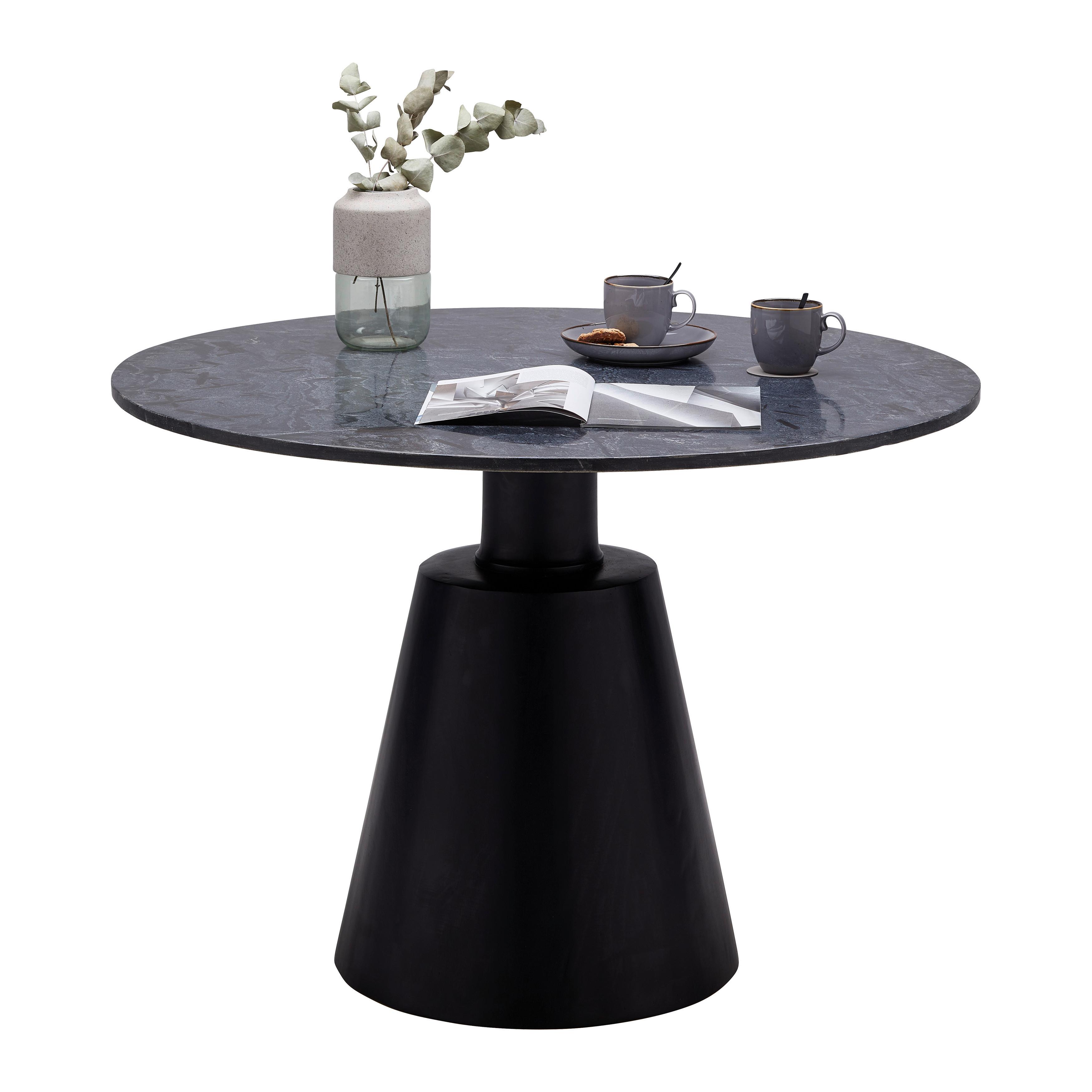 Esstisch Nero in Schwarz/Grau aus Mangoholz - Schwarz/Grau, MODERN, Holz/Stein (120/82/120cm) - Premium Living