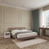 Oblazinjena Postelja Mara - sivobež/naravne barve, Moderno, kovina/tekstil (180/200cm) - Bessagi Home