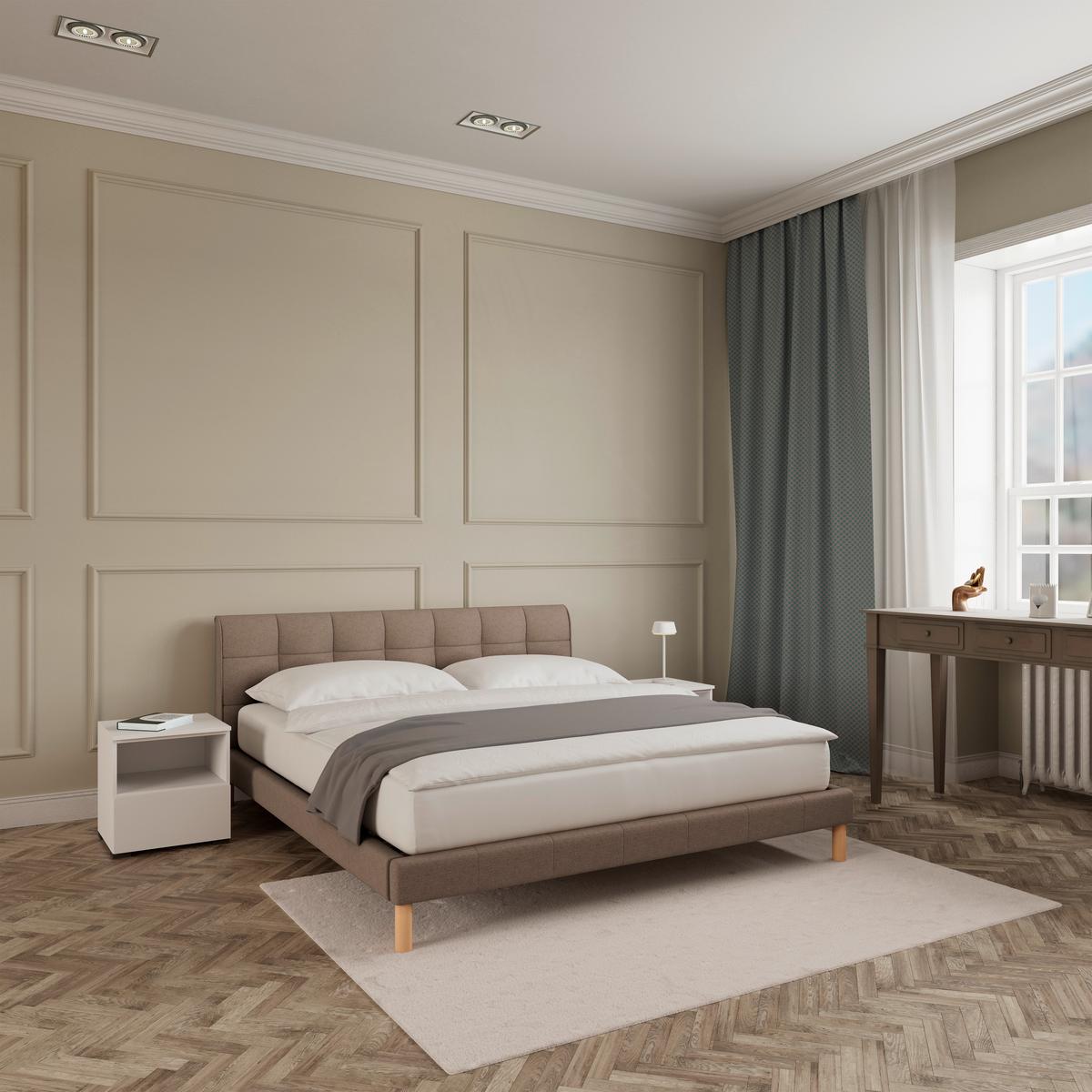 Oblazinjena Postelja Mara - sivobež/naravne barve, Moderno, kovina/tekstil (180/200cm) - Bessagi Home