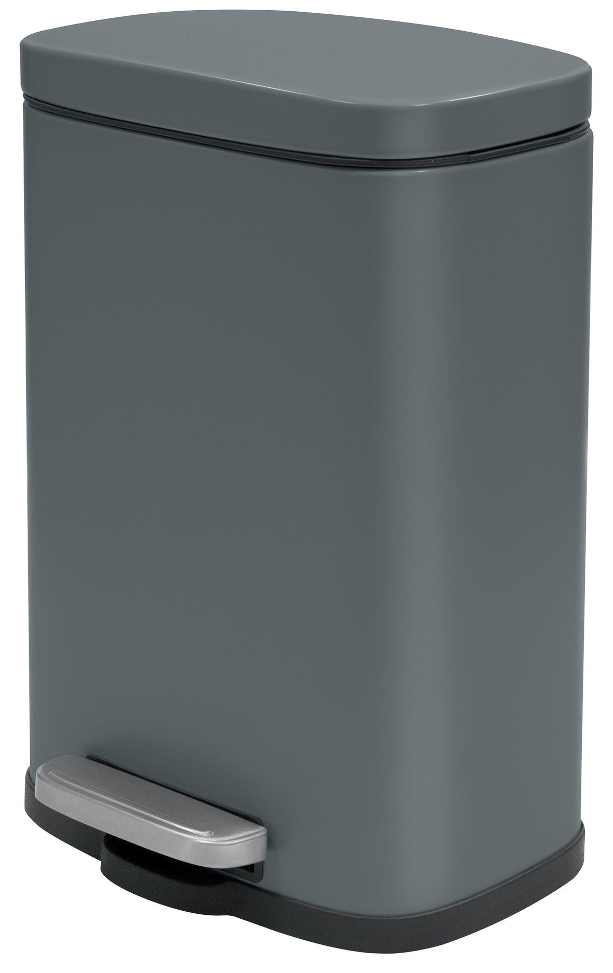 Treteimer Akira Matt-Grey - Dunkelgrau/Schwarz, Basics, Kunststoff/Metall (28/19,3/37,9cm) - Spirella