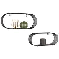 Set Stenskih Regalov Jessica, 2-Delni, Kovina, Črna - črna, Moderno, kovina (43/18/10cm) - Mömax