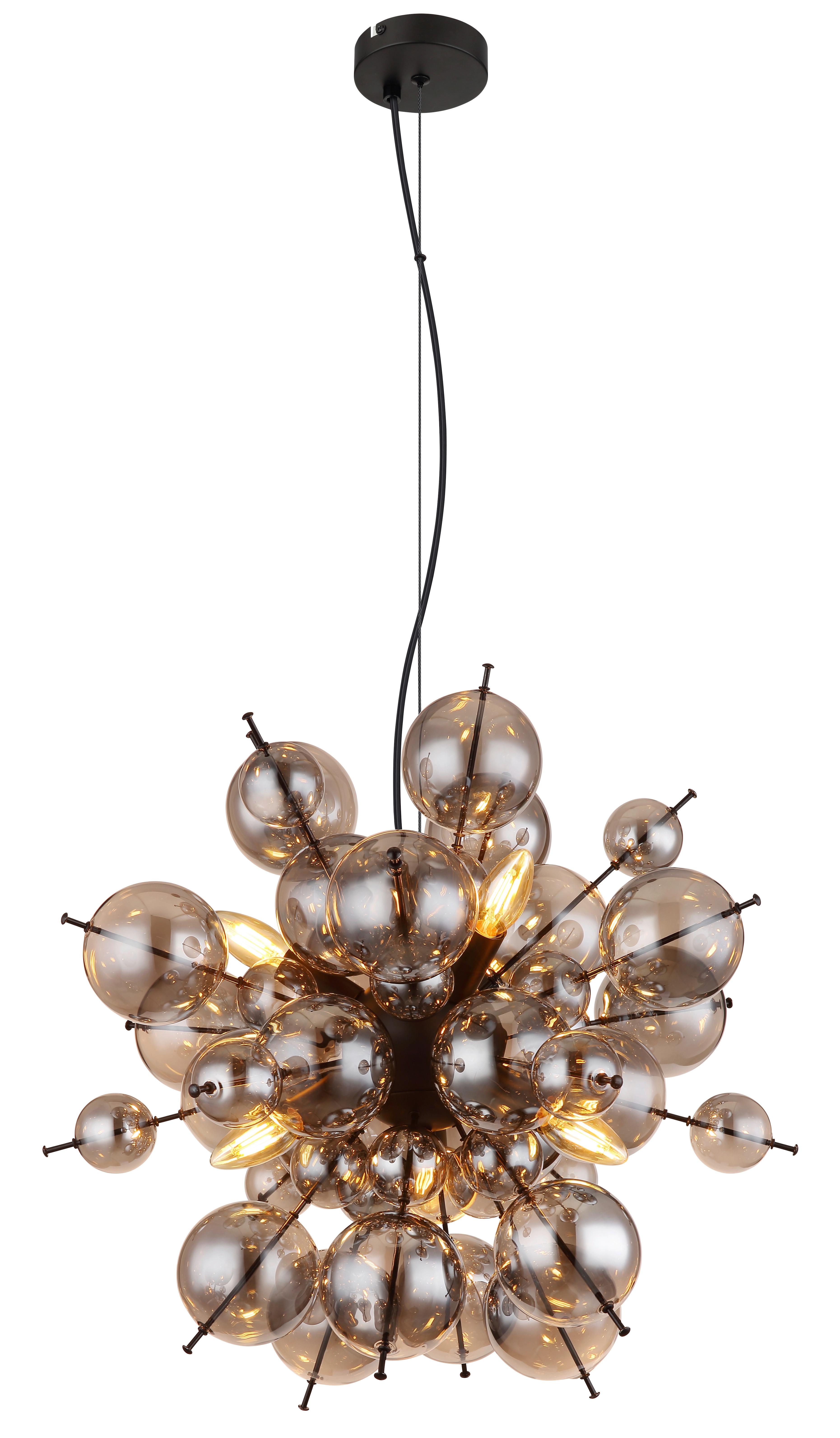 Hängeleuchte Alfredo Schwarz max. 25 Watt - Schwarz, MODERN, Glas/Metall (55/120cm) - Novel