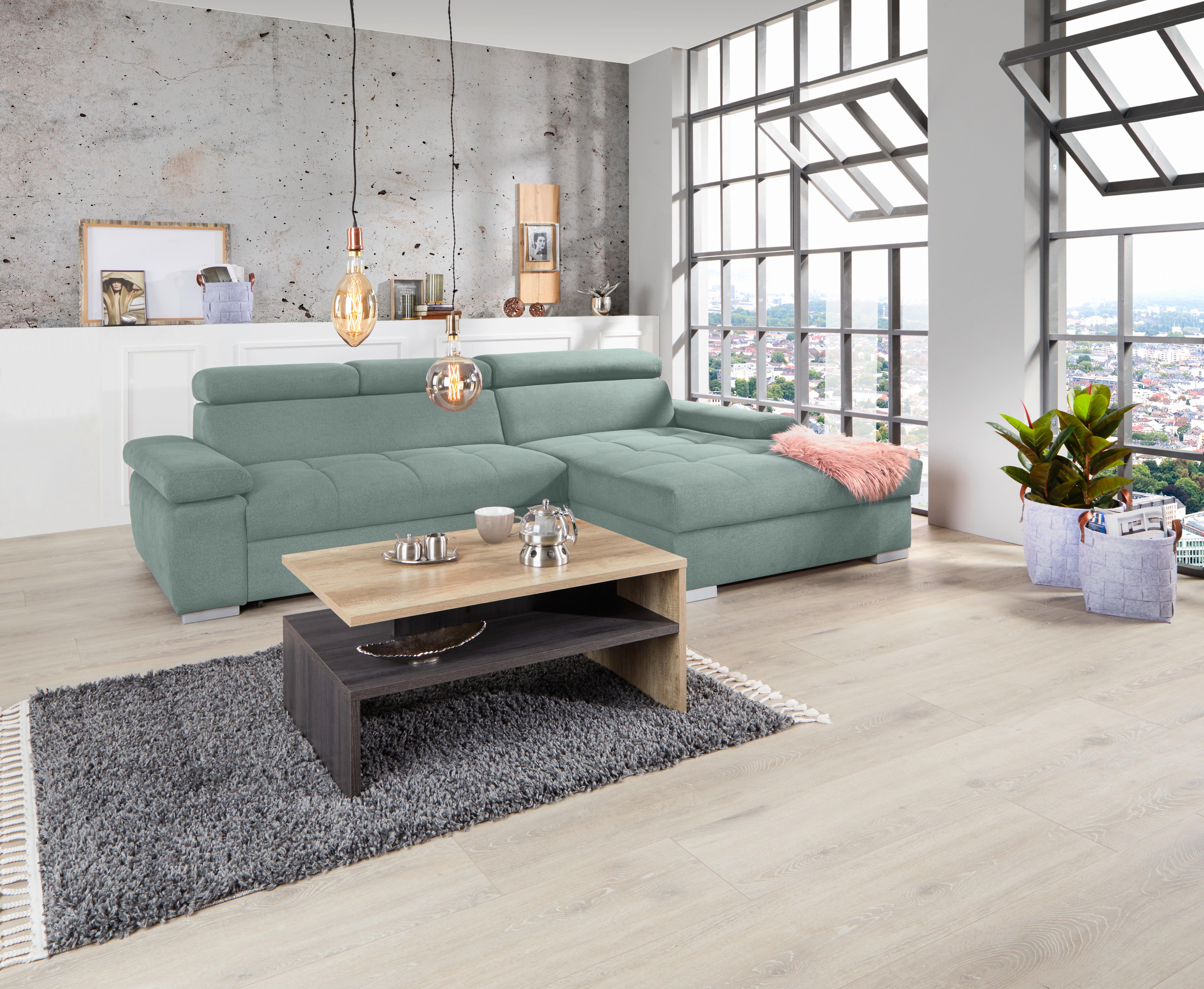 Kutna Garnitura Perry - srebrne boje/zelena, Design, tekstil/drvo (292/183cm) - Modern Living