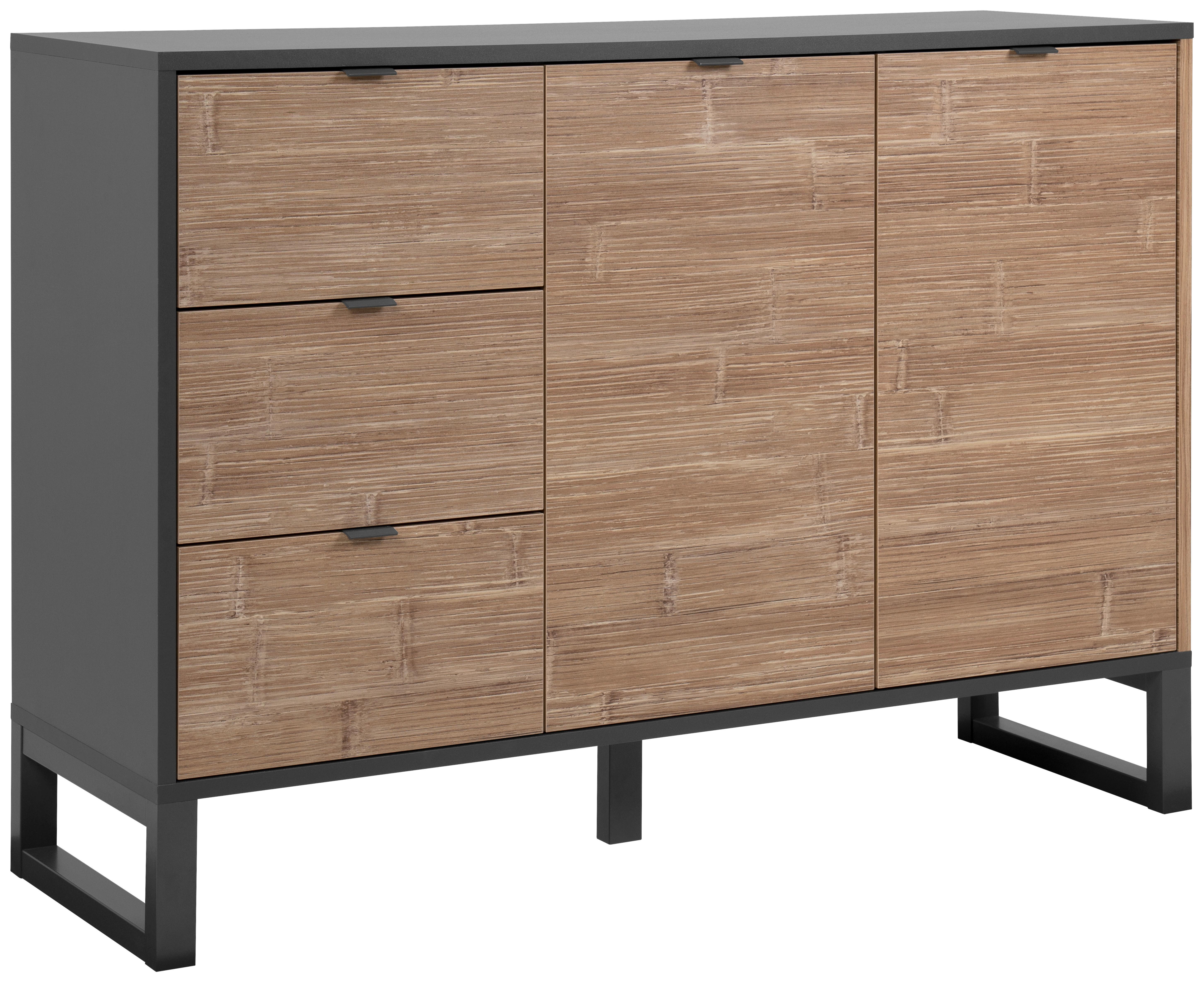 KOMODA SUMATRA - antracytowy/kolor naturalny, Konventionell, materiał drewnopochodny/tworzywo sztuczne (120/88/40cm) - Carryhome
