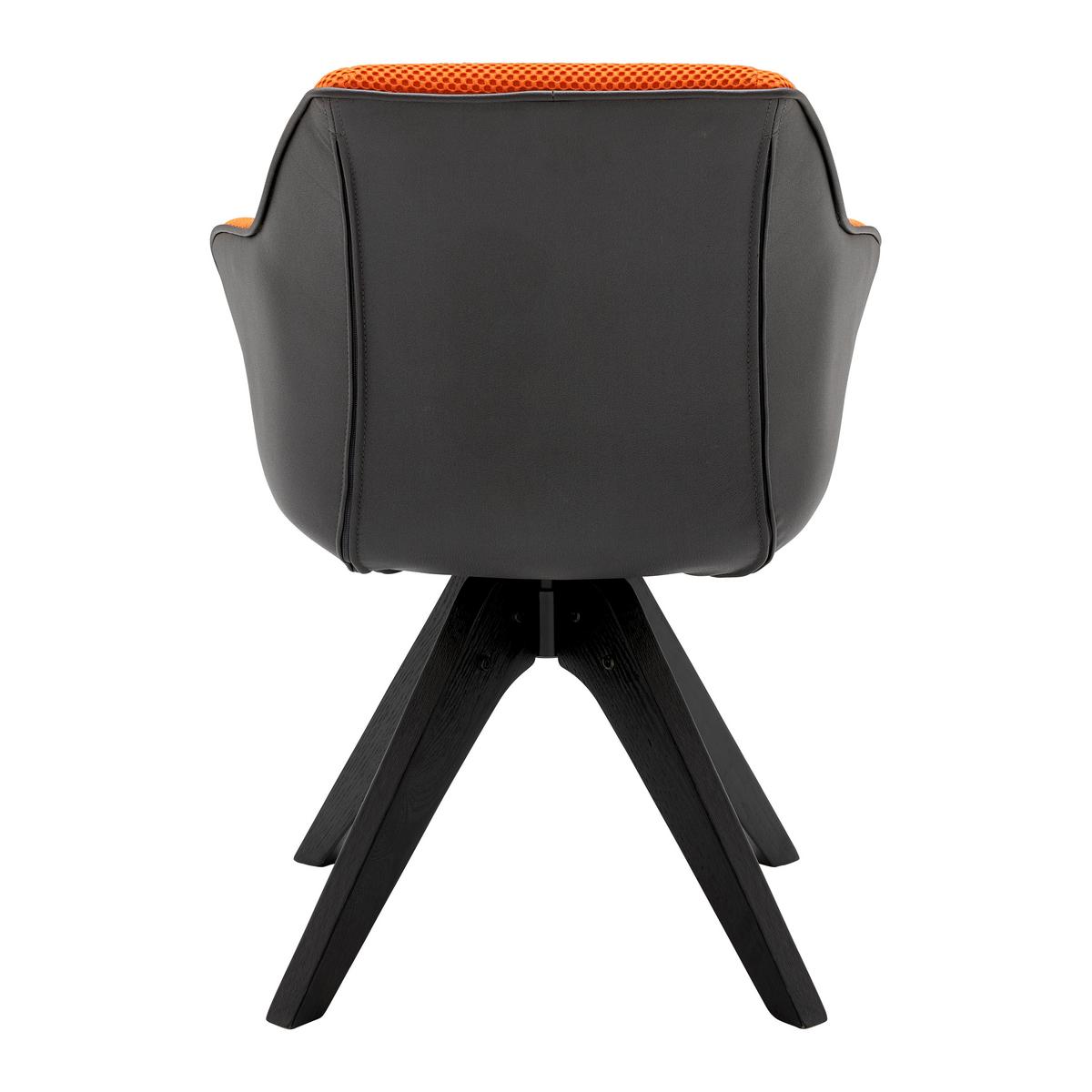 Armlehnstuhl Chill, drehbar Mesh Orange/Schwarz, Lederlook - Schwarz/Orange, MODERN, Holz/Textil (60/83/65cm) - Mömax