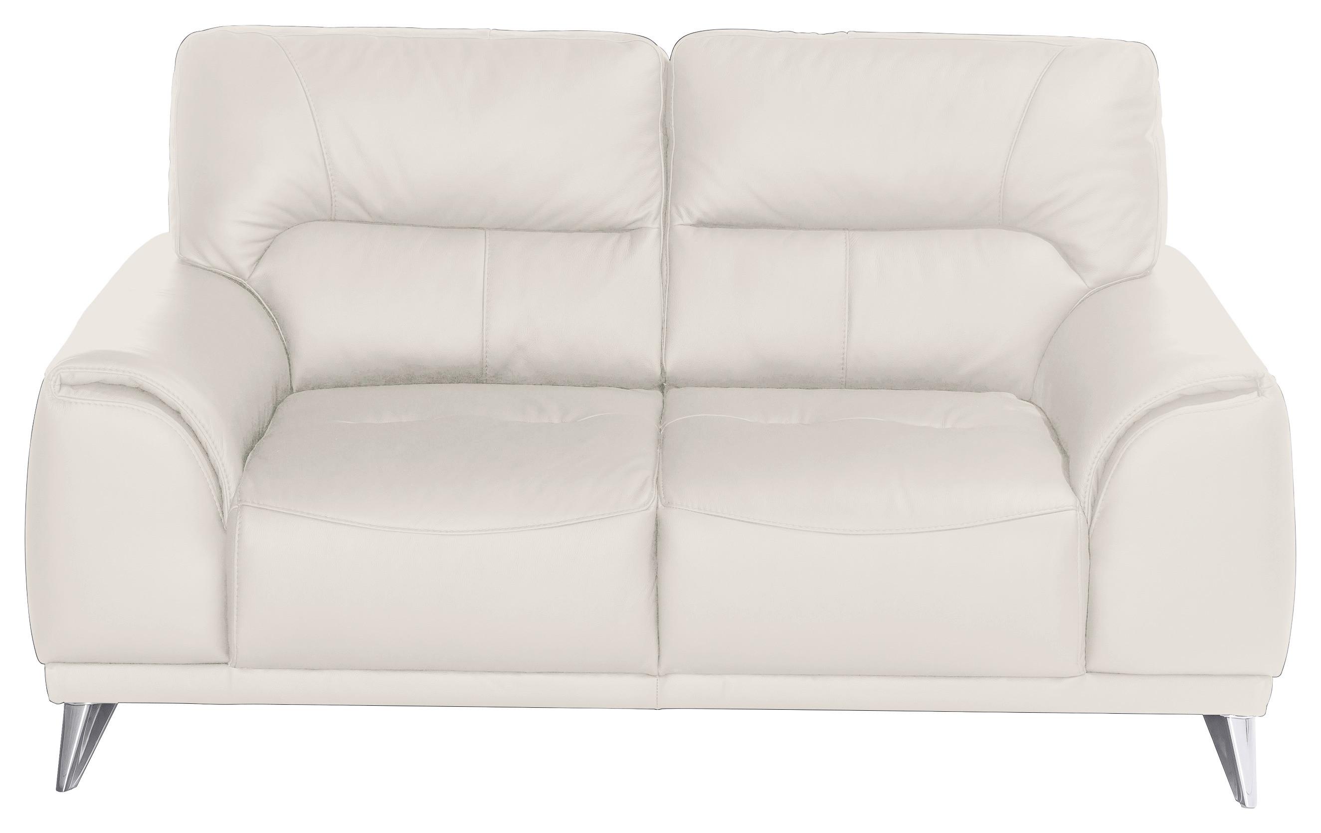 Zweisitzer-Sofa "Frisco" , weiß - Chromfarben/Weiß, MODERN, Textil/Metall (166/92/96cm) - MID.YOU