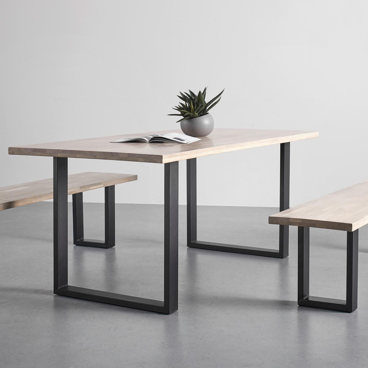 STÓŁ DO JADALNI VALERIO - kolor dębowy/czarny, Modern, metal/drewno (180/90/76cm) - Bessagi Home