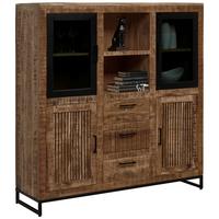 KOMODA WYSOKA HERITAGE  -EXKLUSIV- - kolor naturalny/czarny, Design, metal/drewno (135/140/40cm) - Carryhome