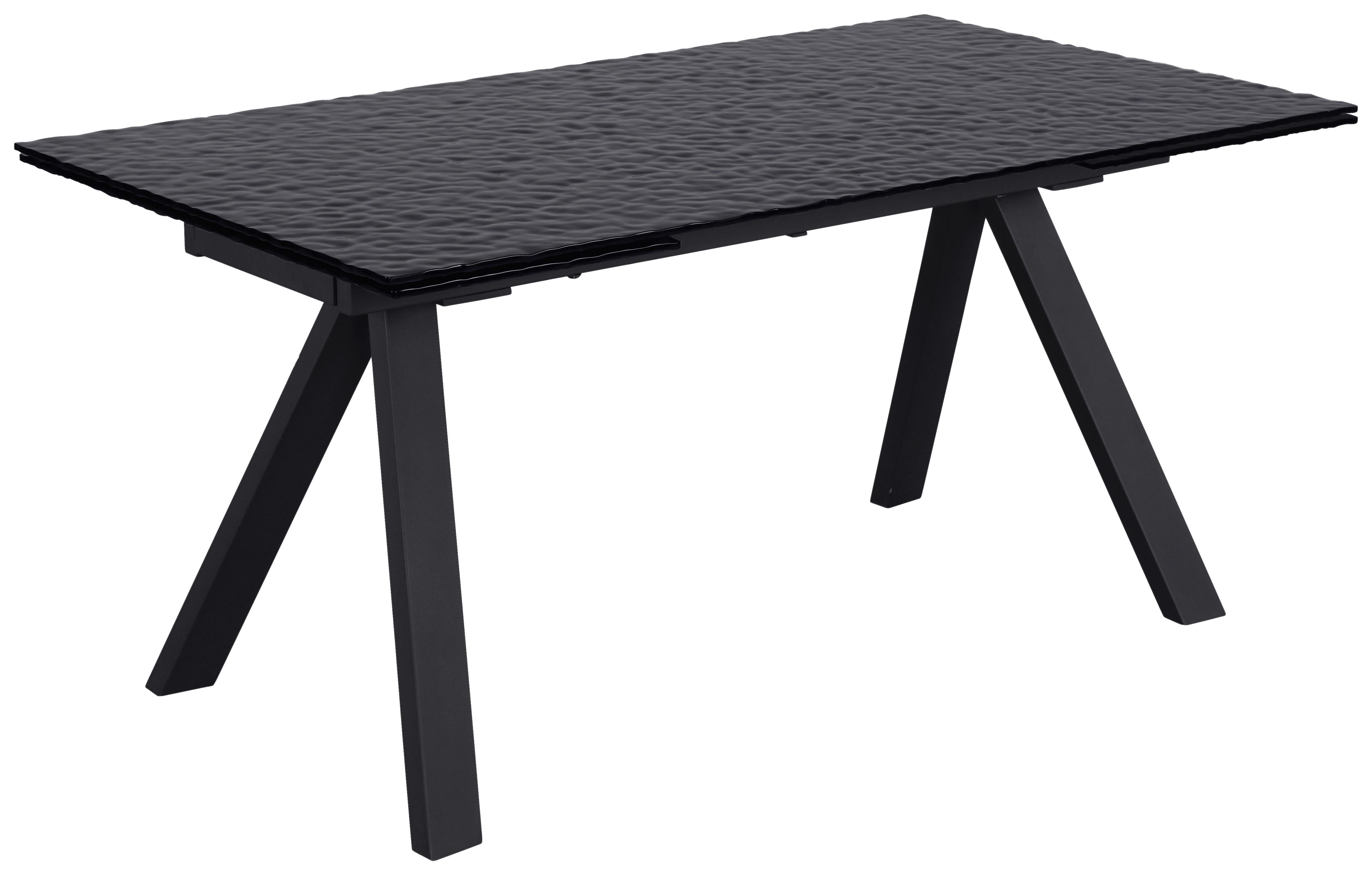 Ausziehtisch Bruno Schwarz - Schwarz, Lifestyle, Glas/Metall (160-240/76/90cm) - Premium Living